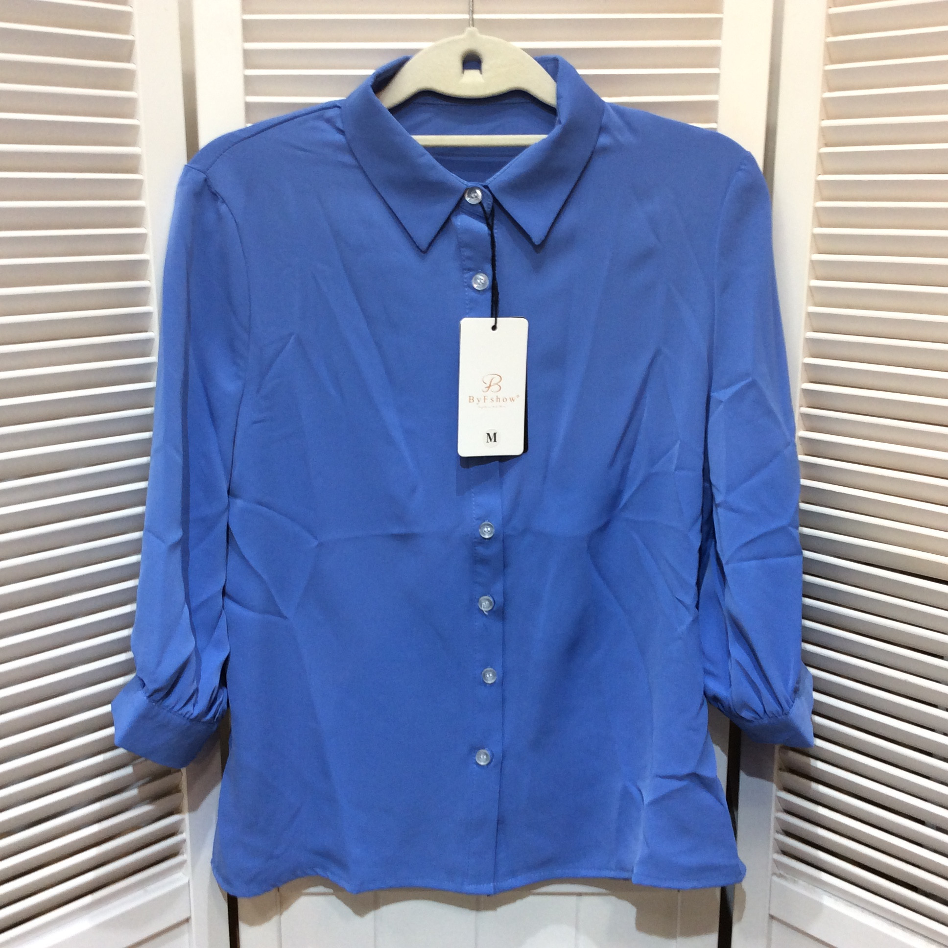 未使用☆7分袖ブラウス M ブルー