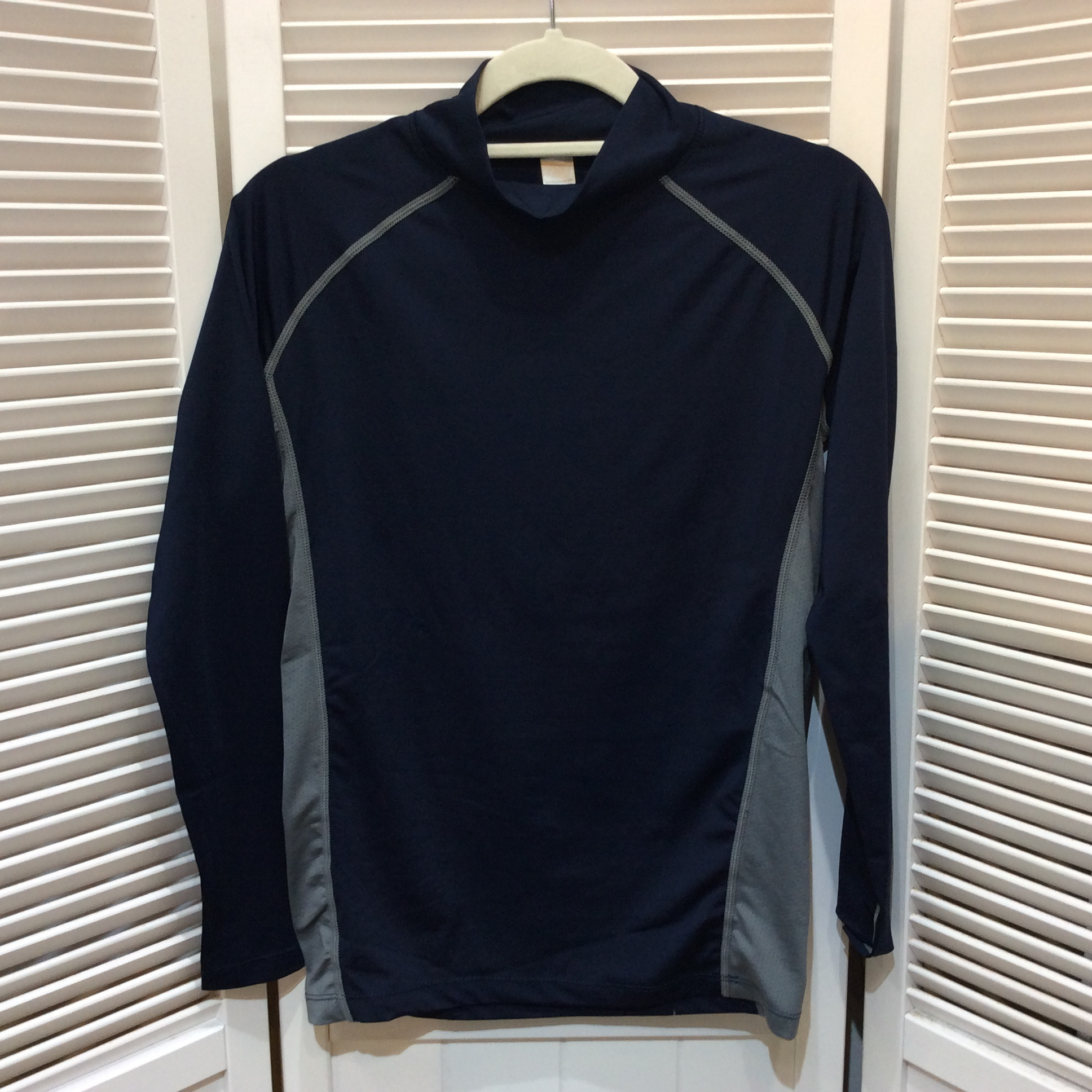 未使用☆THREEGUN メンズ コンプレッション ハイネックシャツ M ネイビー