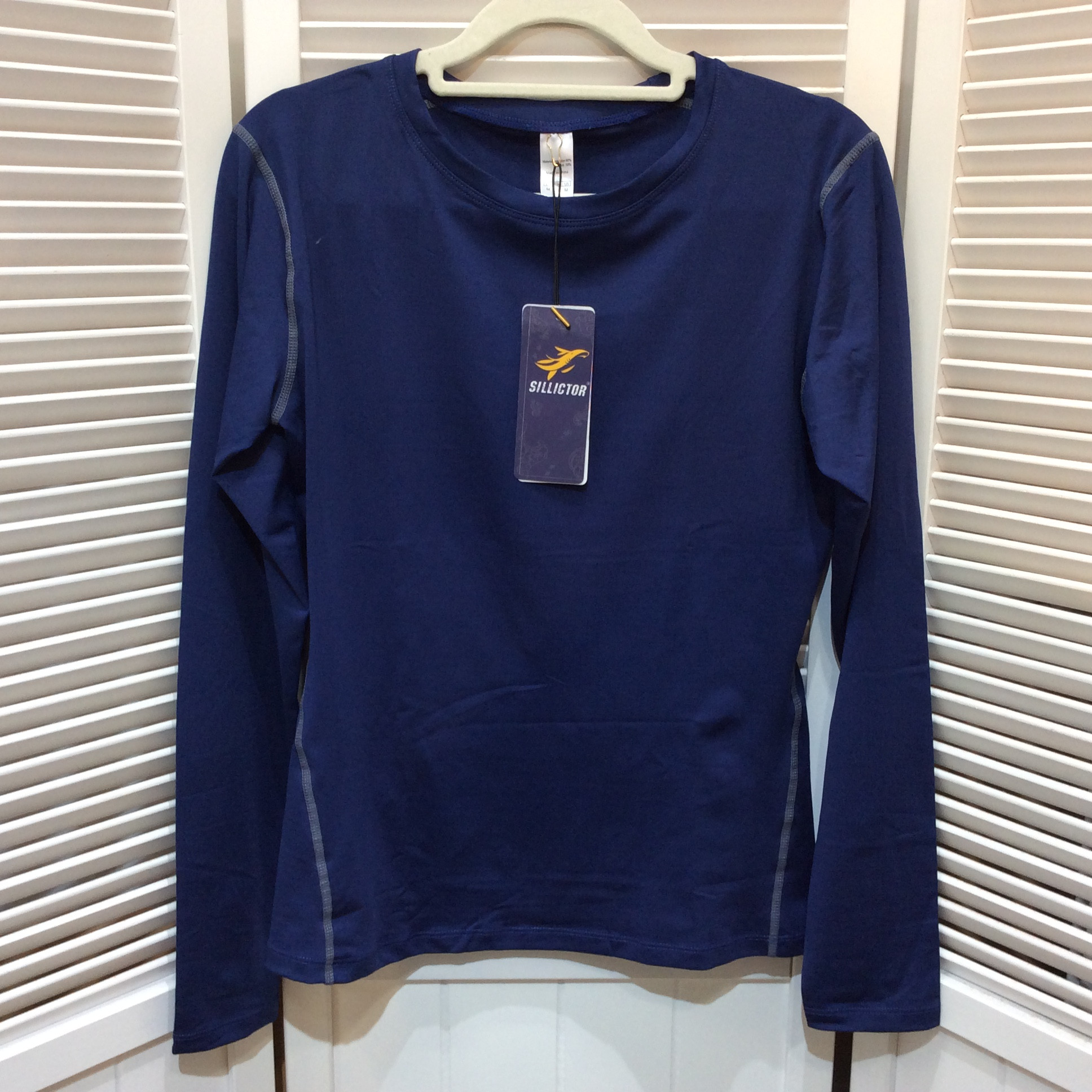 新品☆sillictor レディース コンプレッション トップス XL 長袖 スポーツインナー 吸汗速乾 ブルー