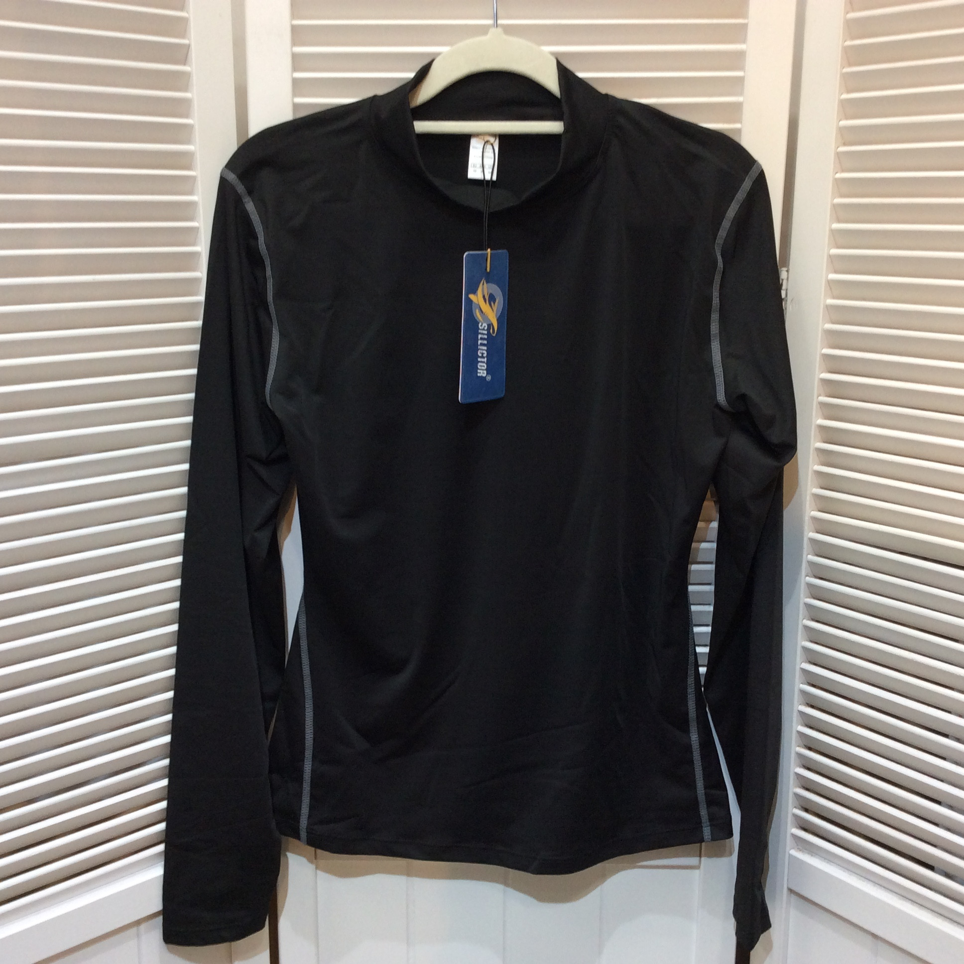 新品☆sillictor レディース コンプレッション トップス ハイネック XL 長袖 スポーツインナー 吸汗速乾 ブラック