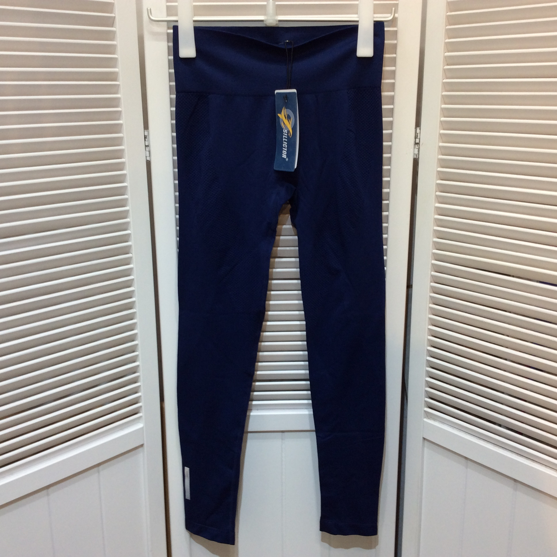 新品☆Sillictor レディース スポーツレギンス ヨガパンツ L/XL ネイビー ハイウエスト 通気 速乾 美脚 UVカット