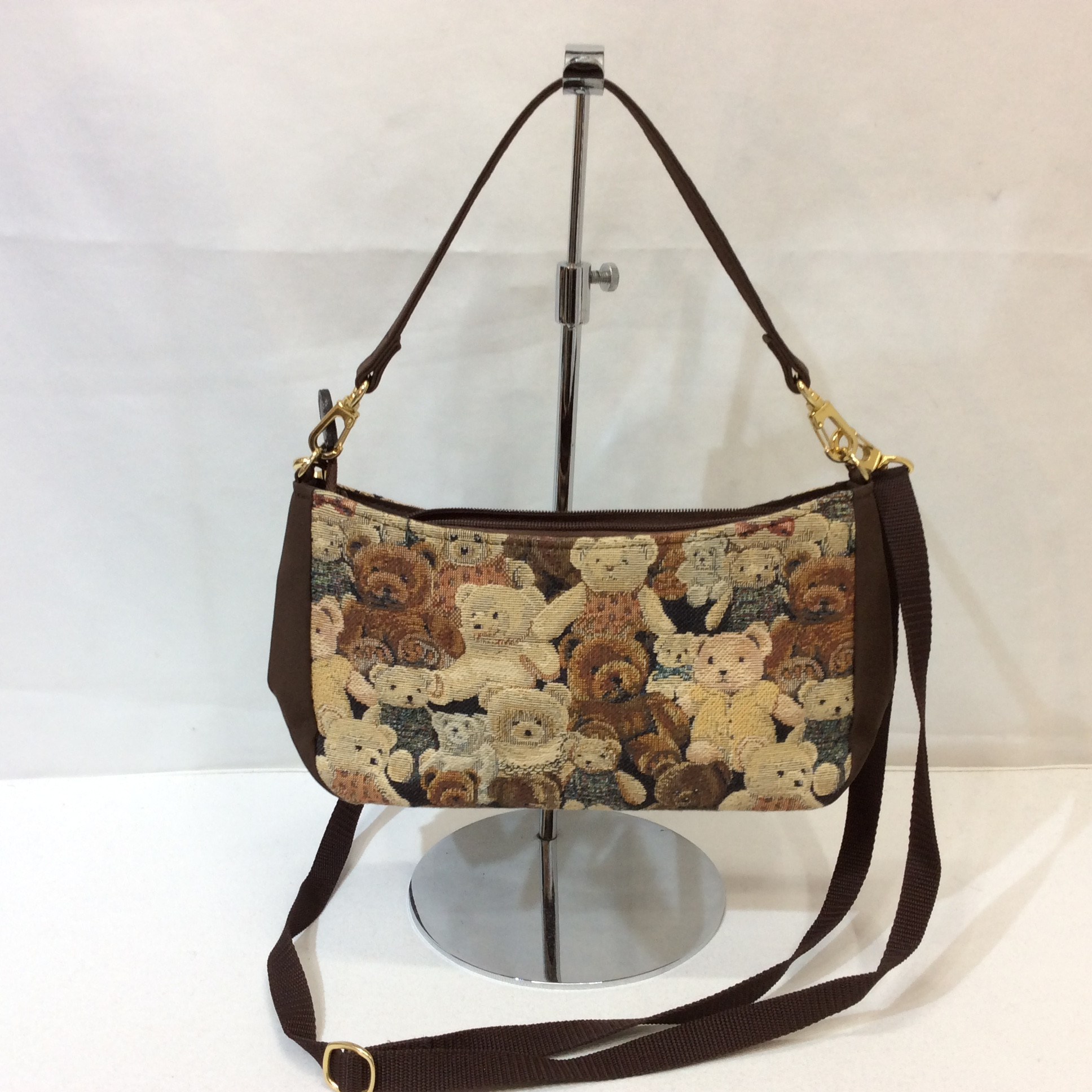 クマ柄 ゴブラン 2WAYショルダーバッグ