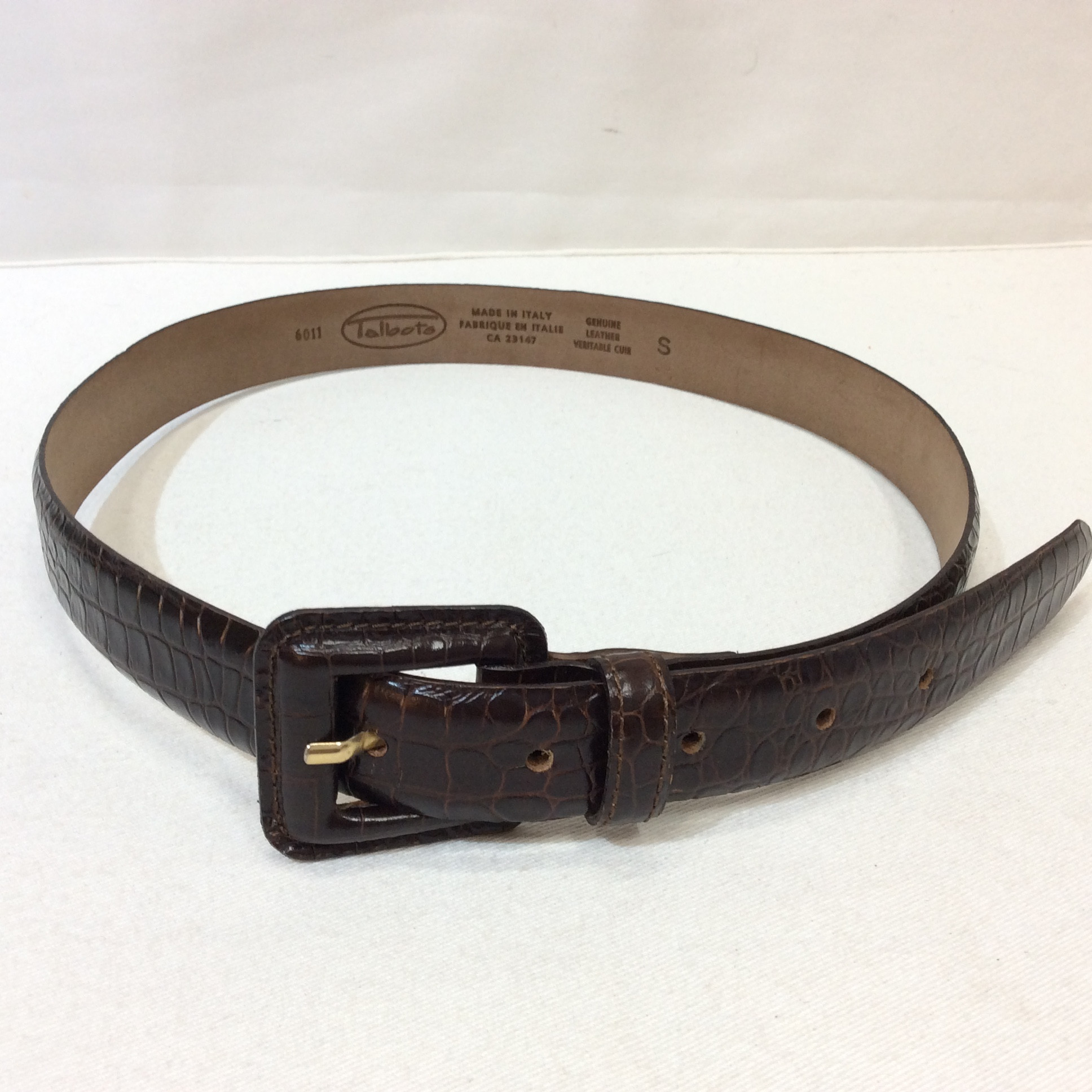 TALBOTS タルボット 型押しレザーベルト S ブラウン