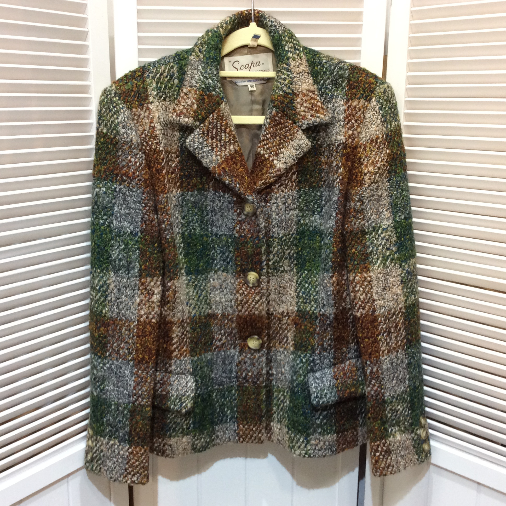 SCAPA スキャパ ジャケット 40 グリーン×ブラウン系 チェック柄