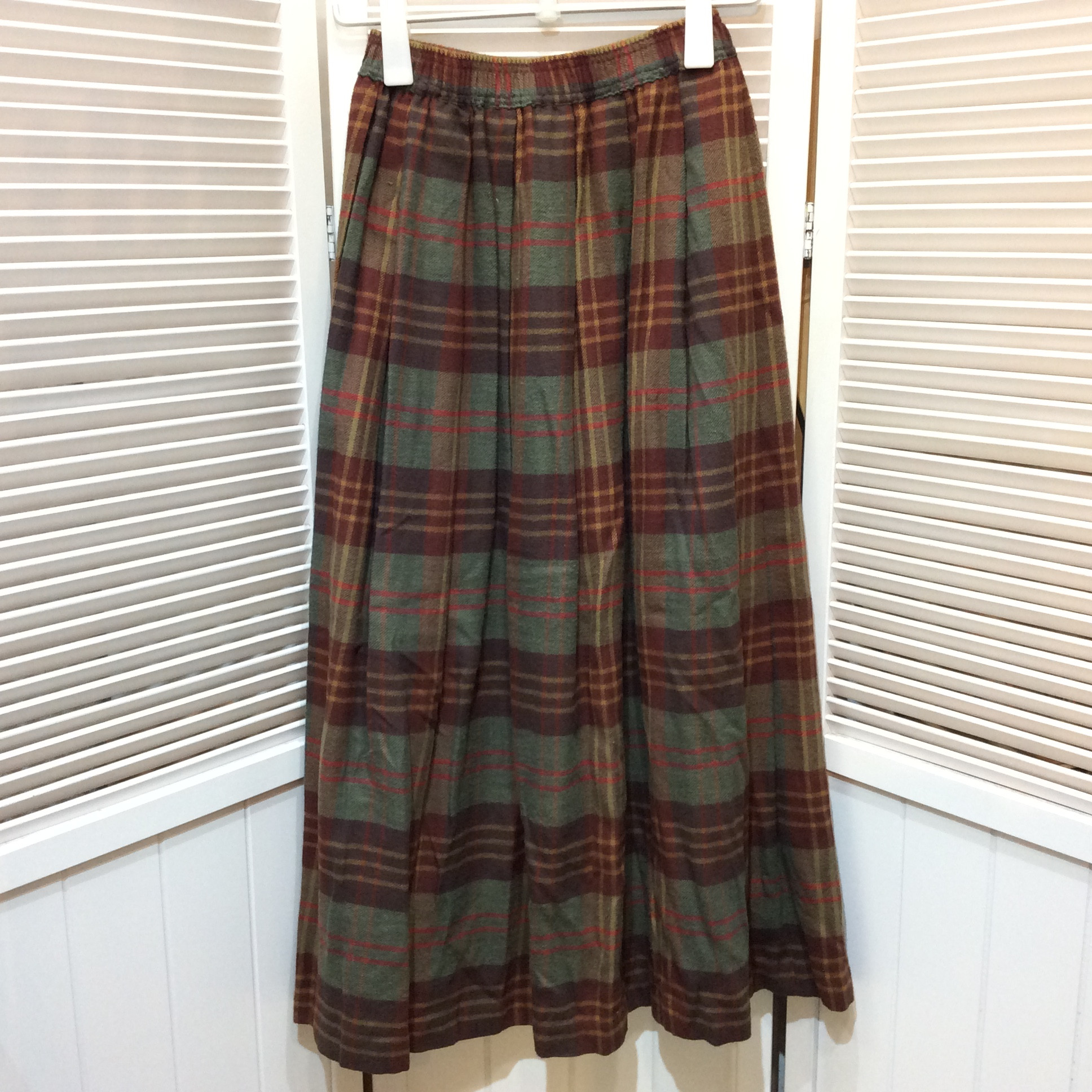 SCAPA スキャパ ロングスカート 38 ブラウン×グリーン系 チェック柄