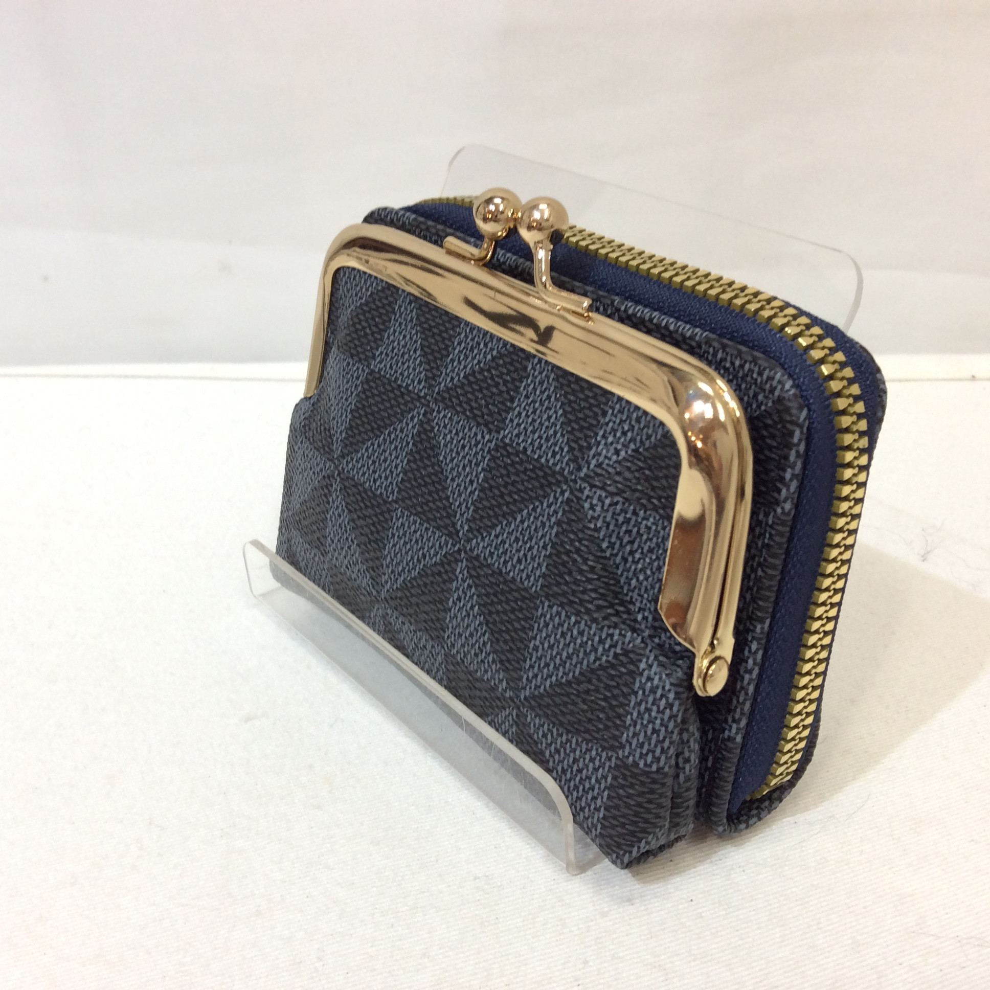 未使用 がま口＆ファスナー式カード入れ  グレー