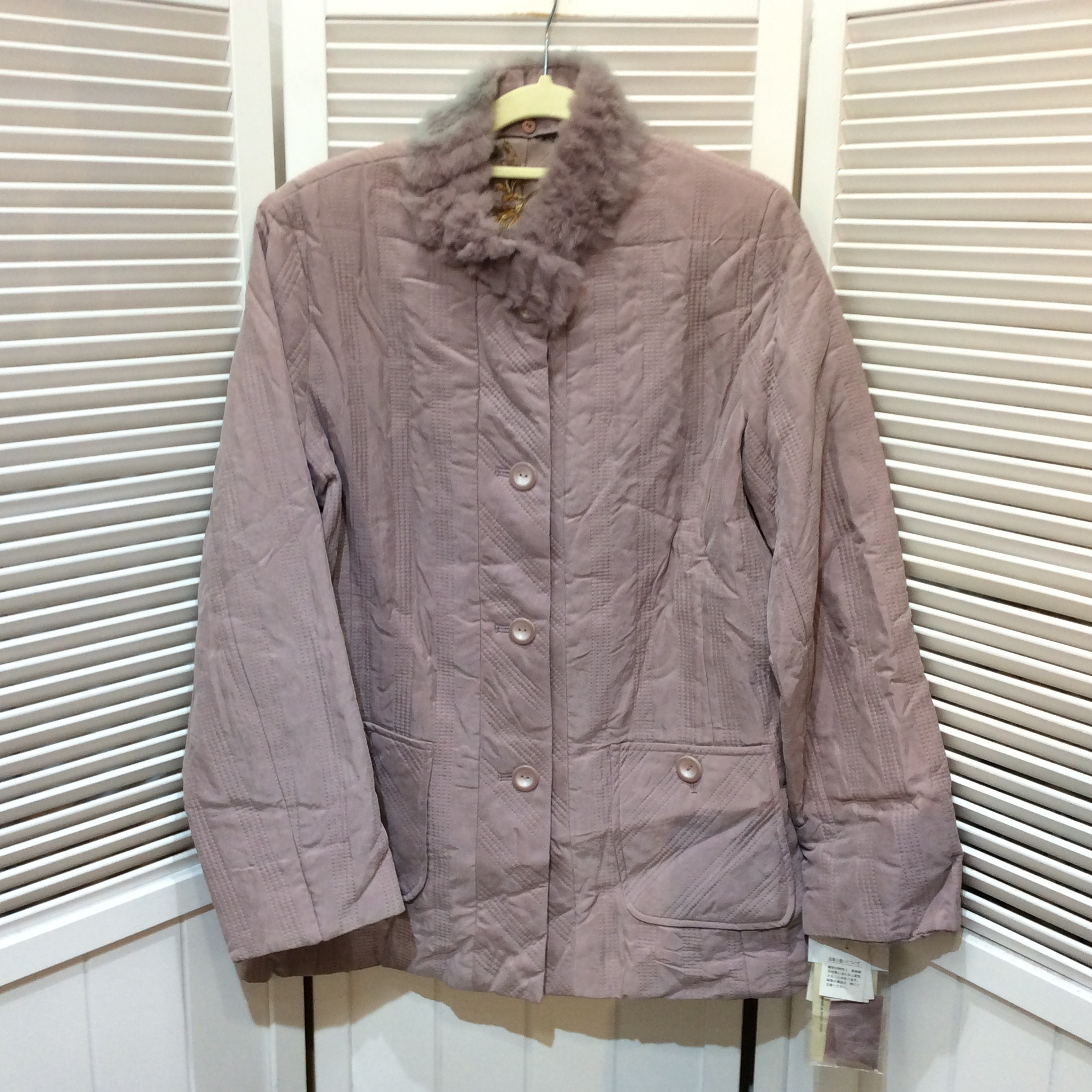 未使用☆ファー付き中綿コート M パープル