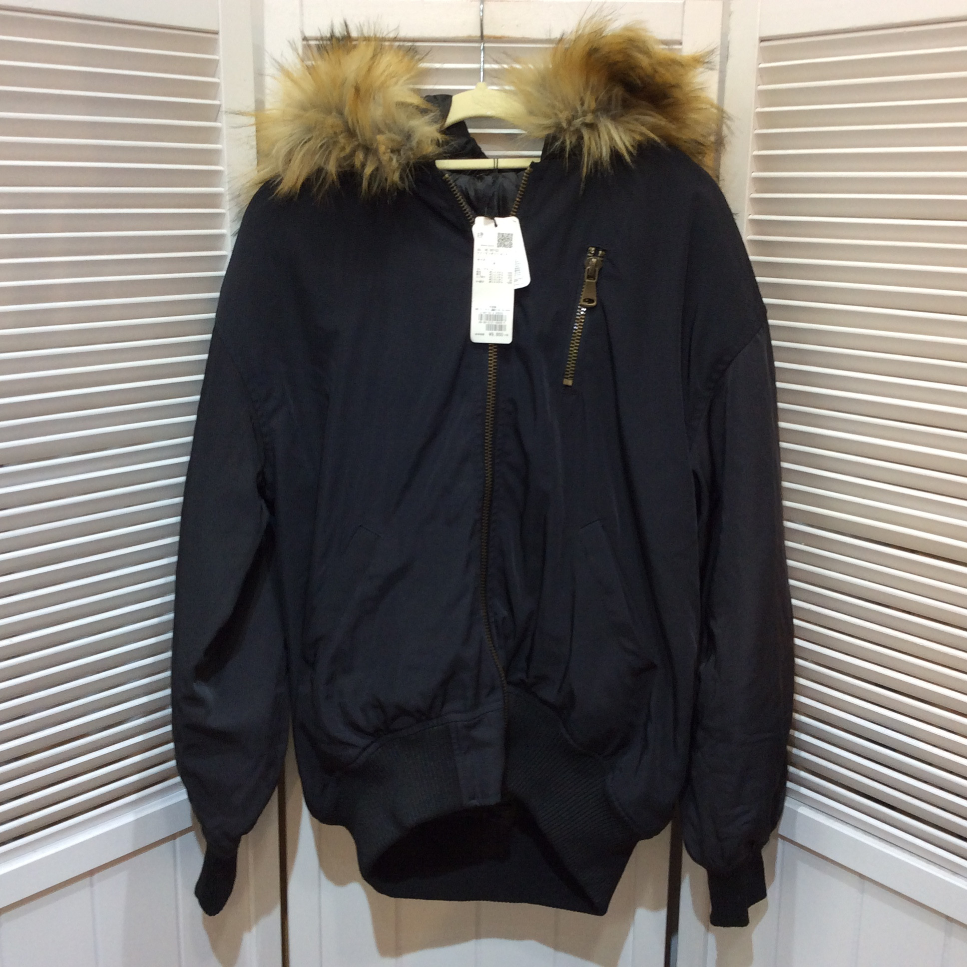 未使用☆フェイクファーミリタリーコート M ブラック