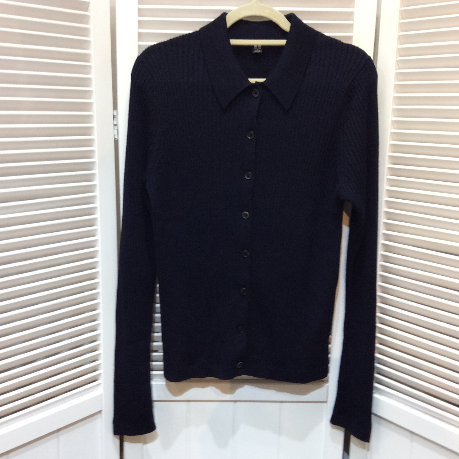 ユニクロ リブニットカーディガン Mサイズ ネイビー  美品