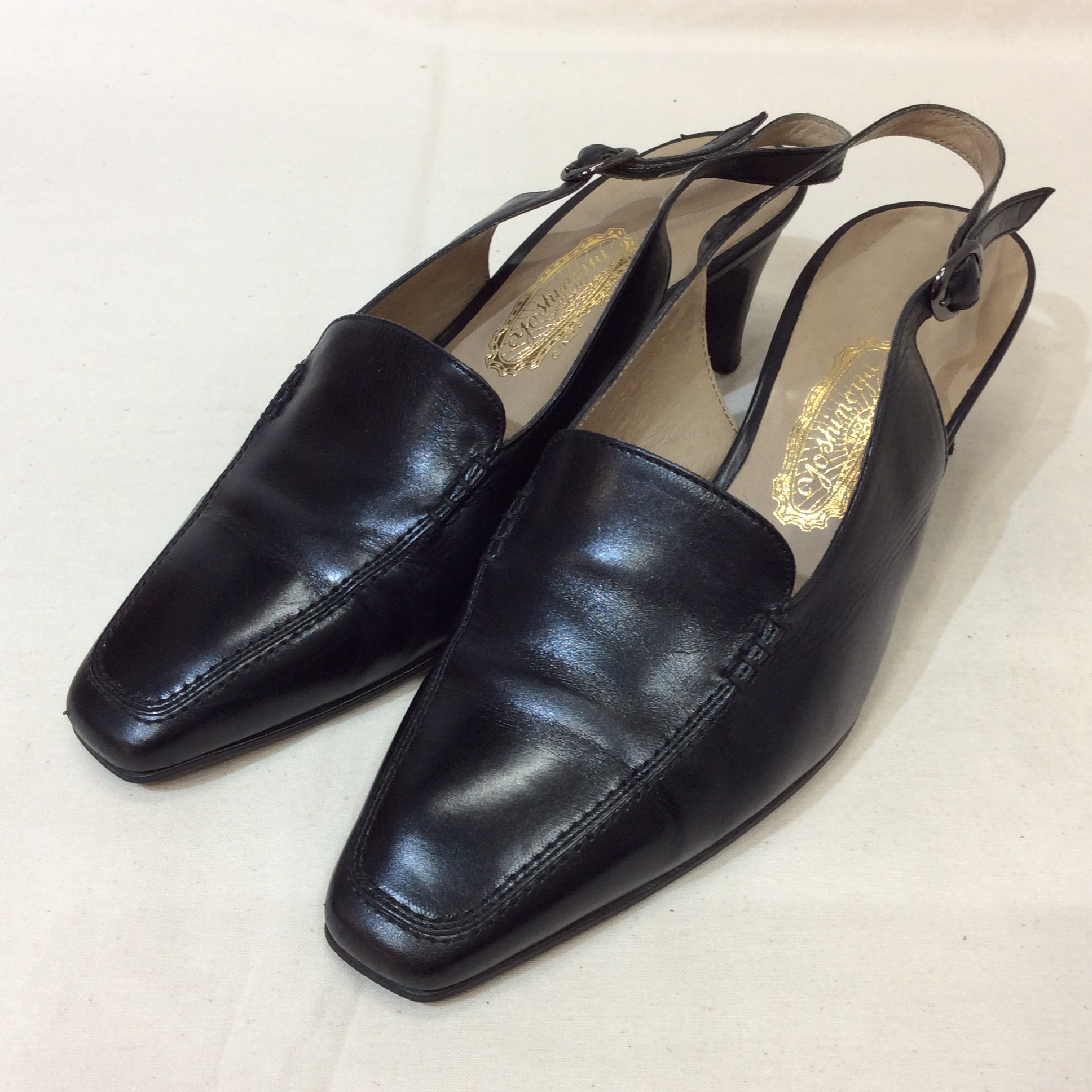 銀座ヨシノヤ レディース レザーパンプス 22.5cm ブラック