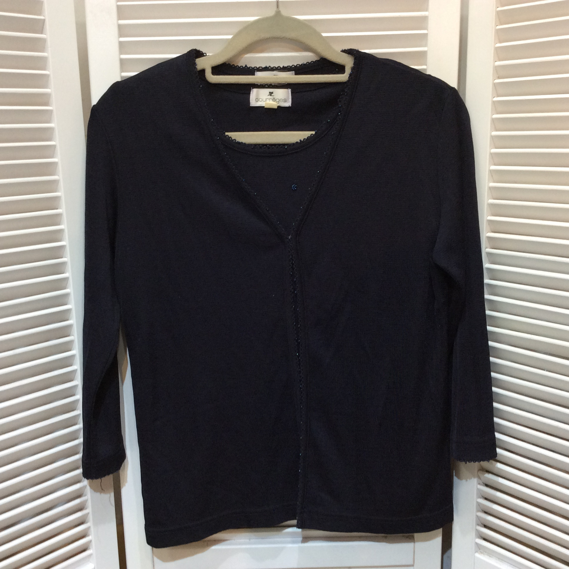 クレージュ ニットアンサンブル 9号 ネイビー ビーズデザイン