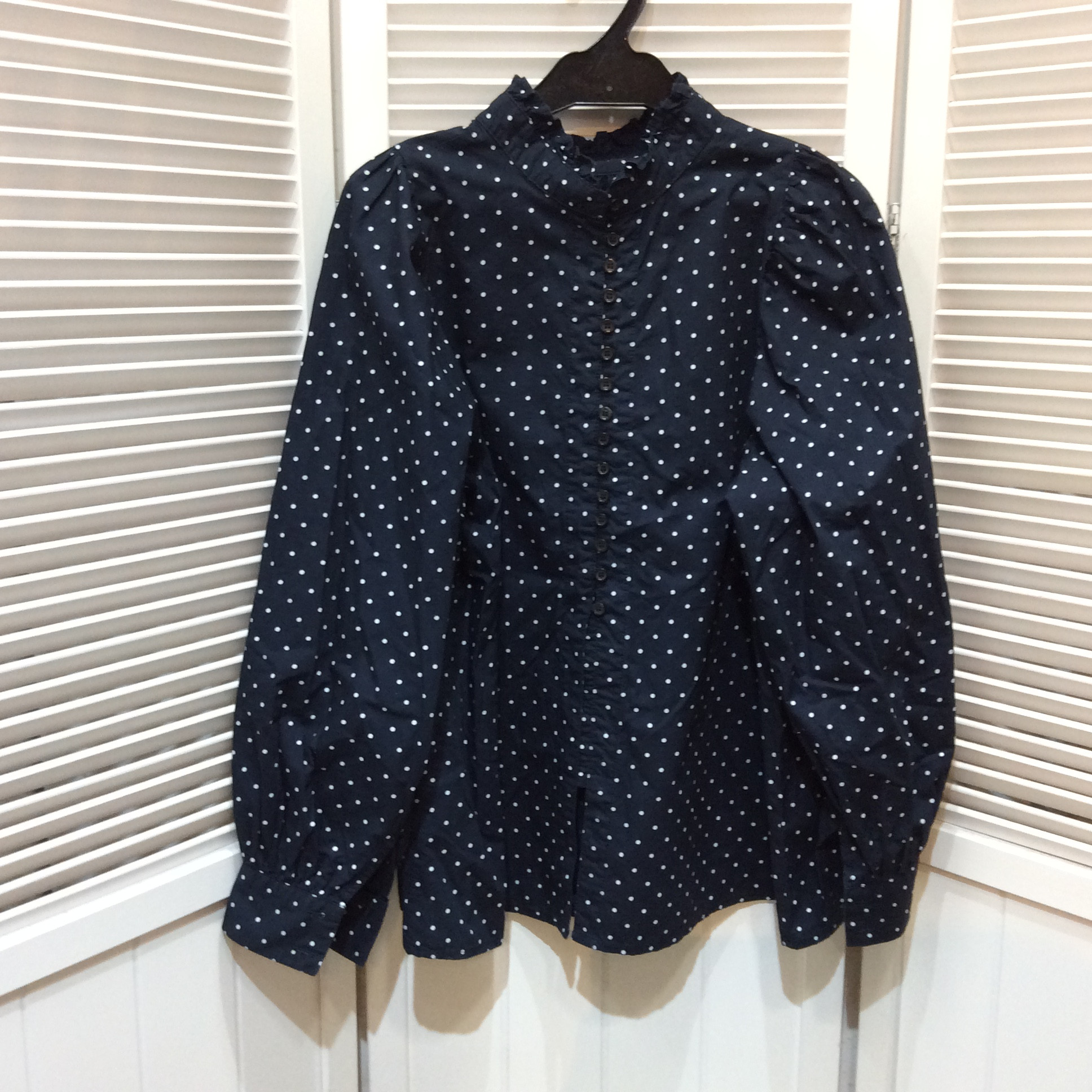 Techichi 長袖ブラウス フリーサイズ   ネイビードット  美品