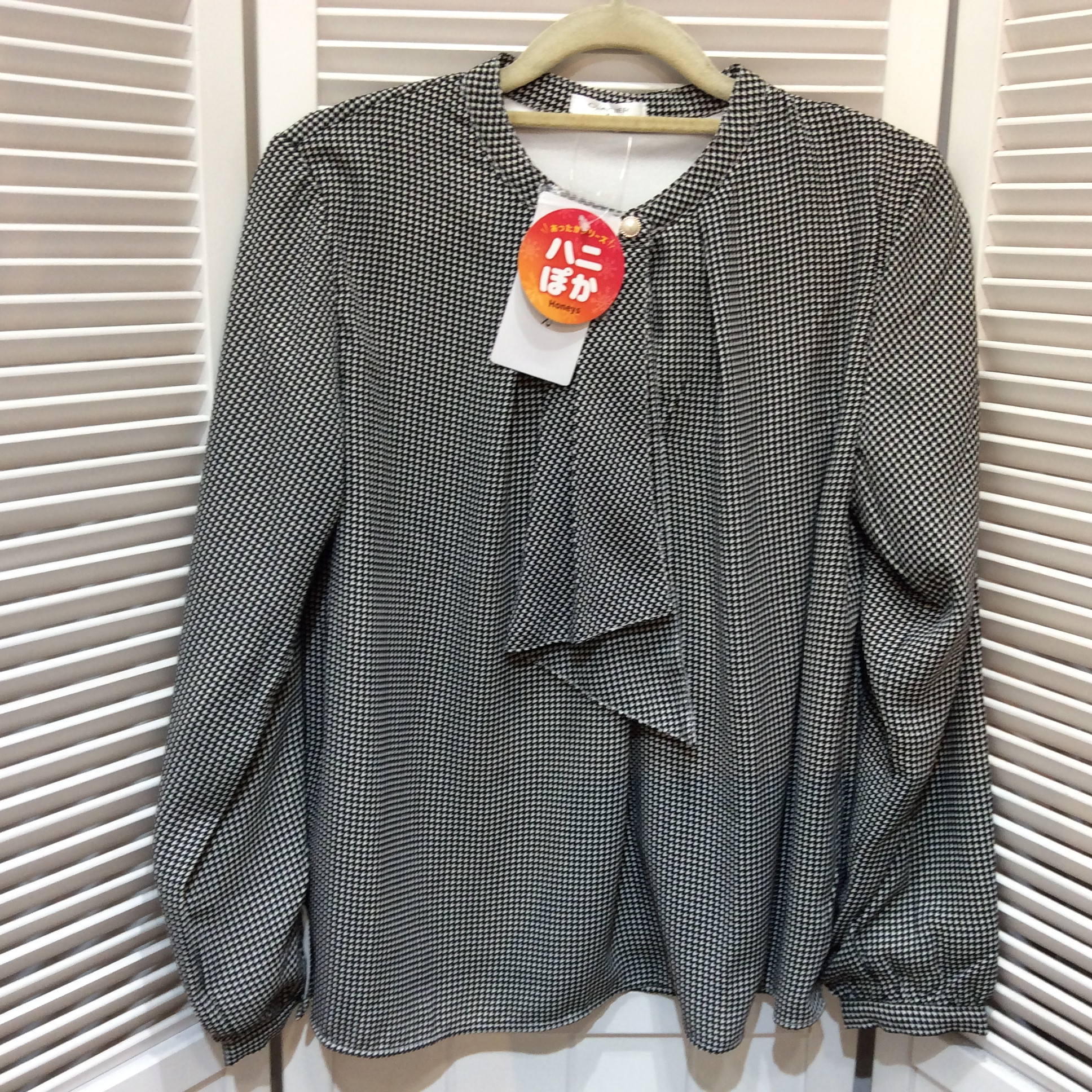 未使用 ハニぽか 長袖ブラウス Mサイズ  千鳥格子柄