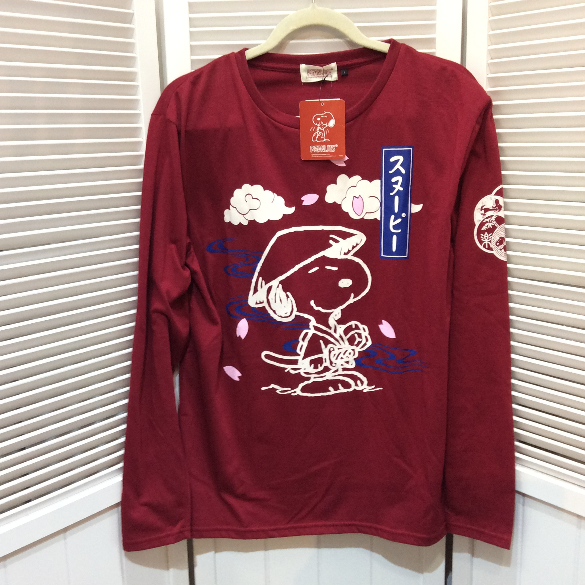 未使用 スヌーピー 長袖Tシャツ  Lサイズ  レッド