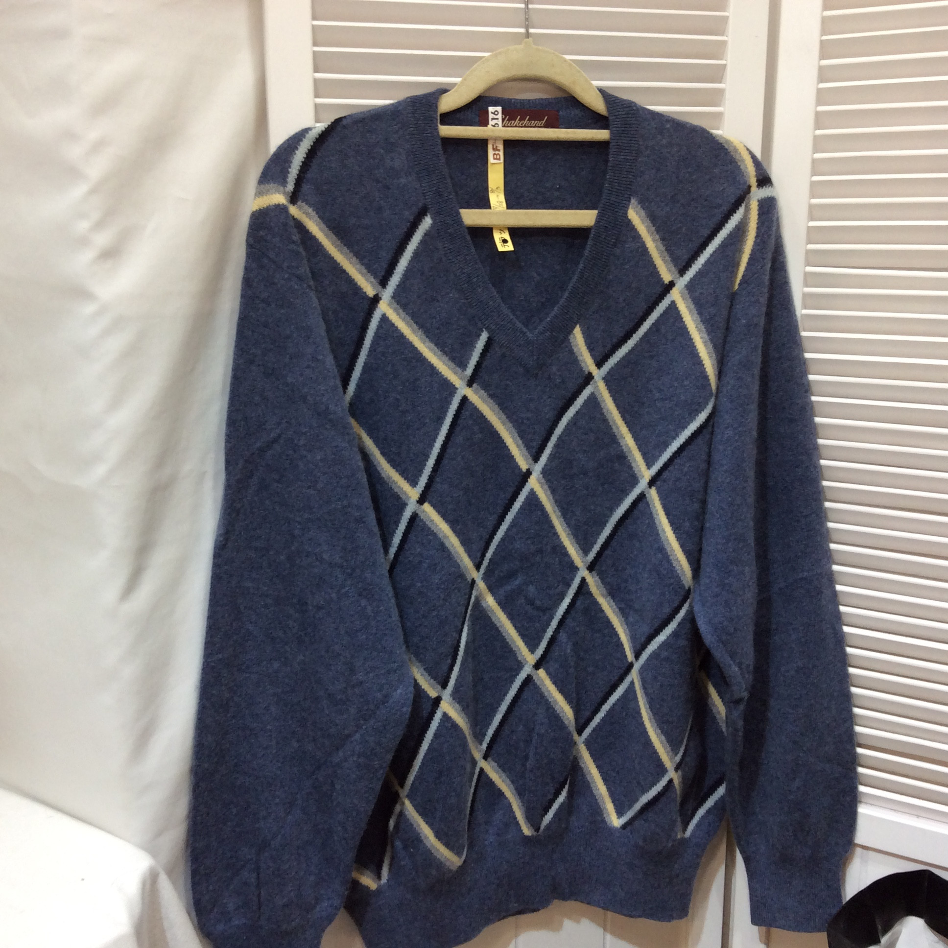 メンズ Vネックカシミヤセーター  Lサイズ  ブルー