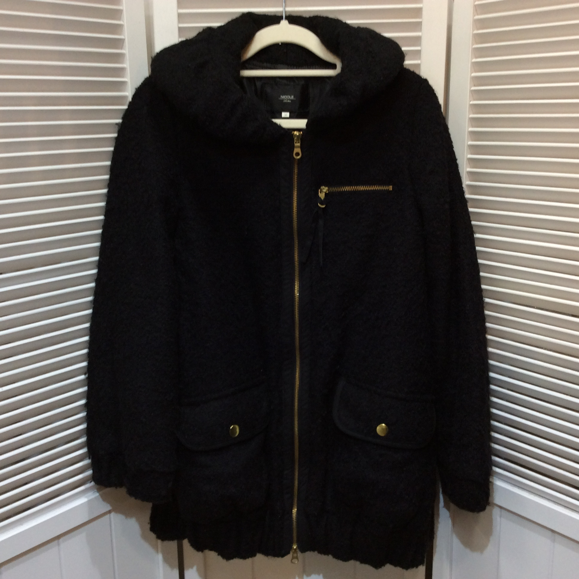 NICOLE ニコル フード付き中綿ボアコート 38 ブラック