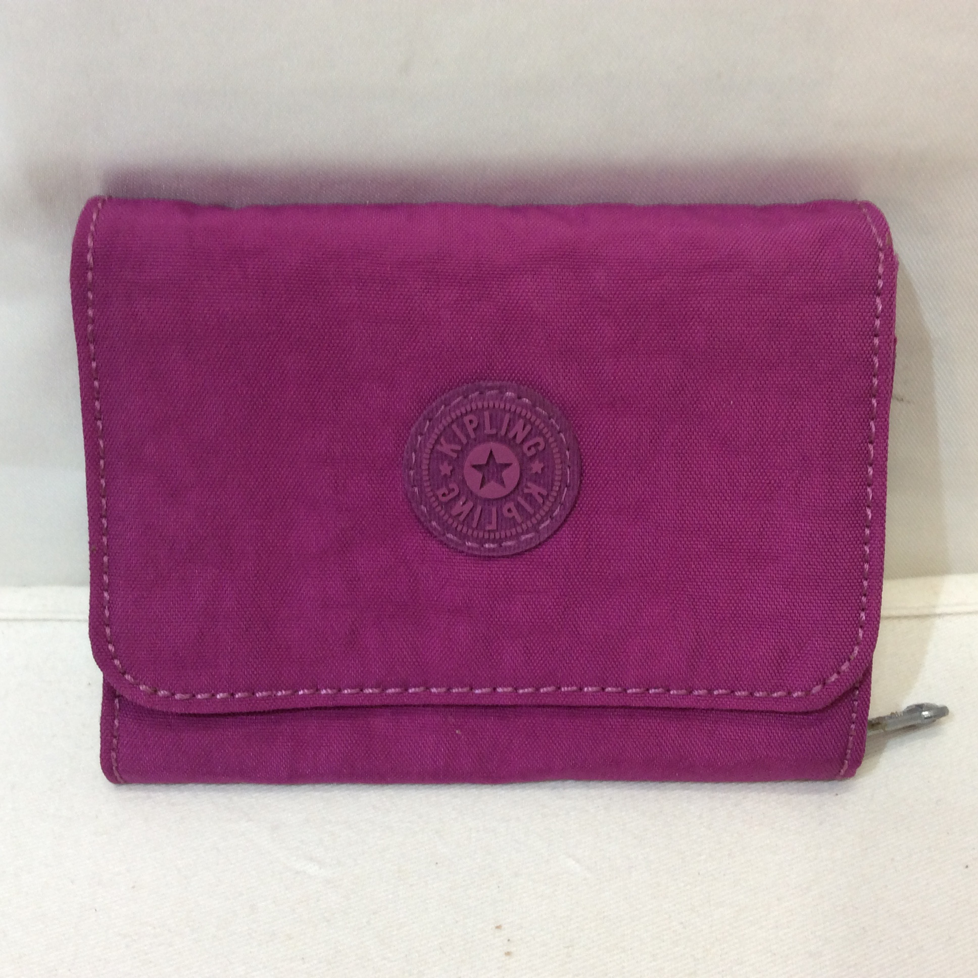 未使用☆kipling キプリング 2つ折財布 パープル 内側シミあり