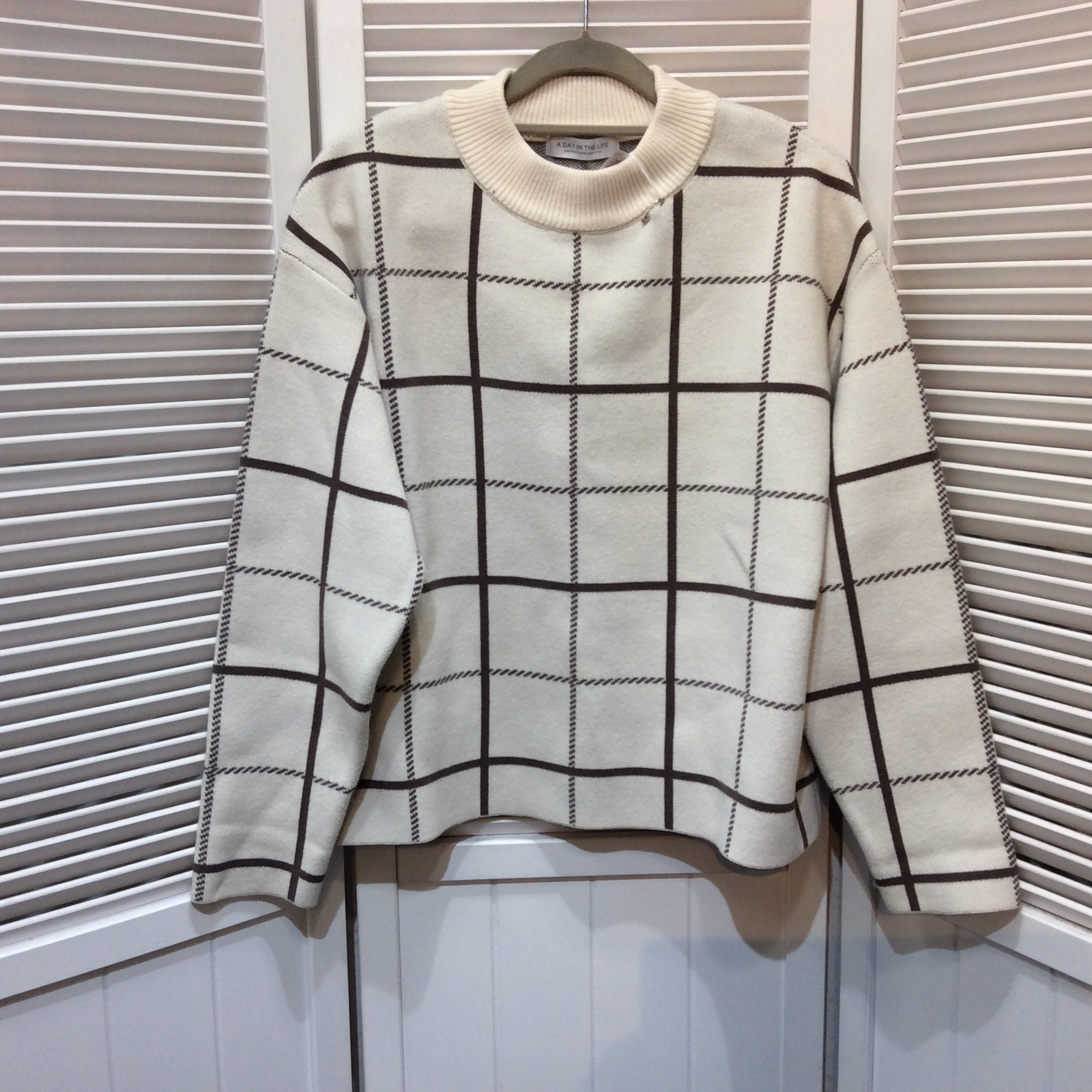 ユナイテッドアローズ  セーター フリーサイズ   アイボリーチェック柄  美品