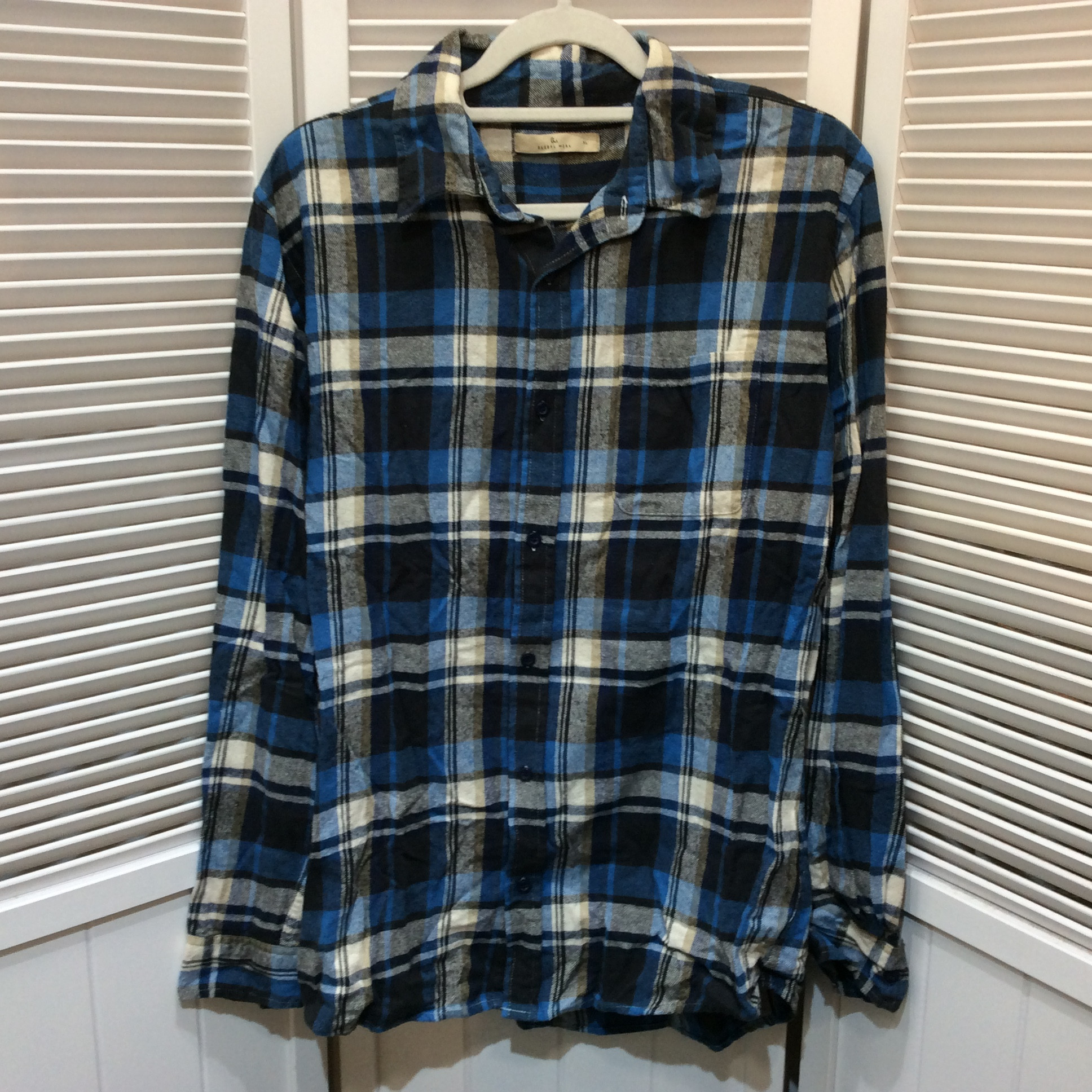 グローバルワーク メンズ ネルシャツ XL ブルーチェック