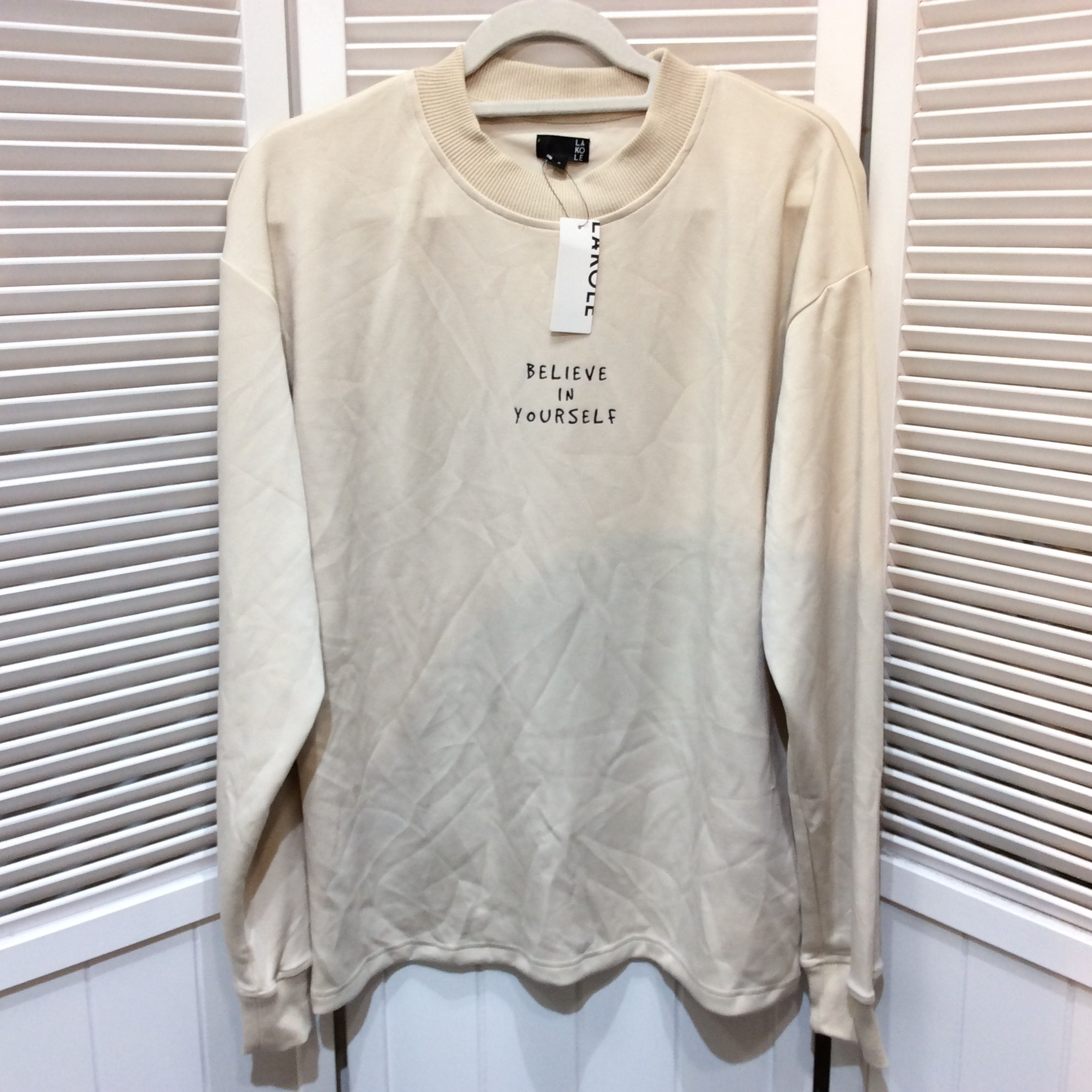 未使用☆LAKOLE ラコレ メンズ ダンボールPT モックT M アイボリー 長袖