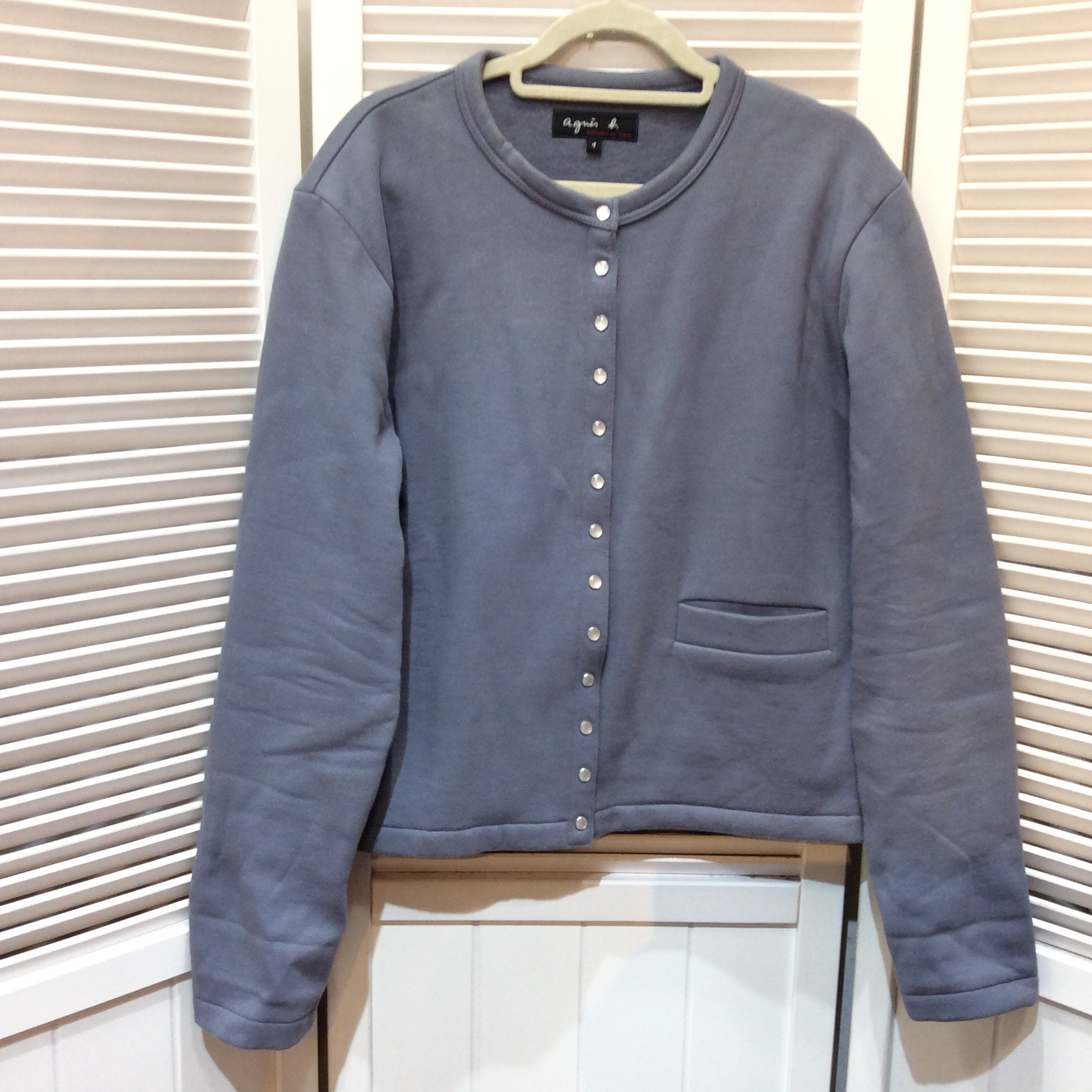 アニエス・ベー 裏起毛カーディガン  サイズイ  グレー