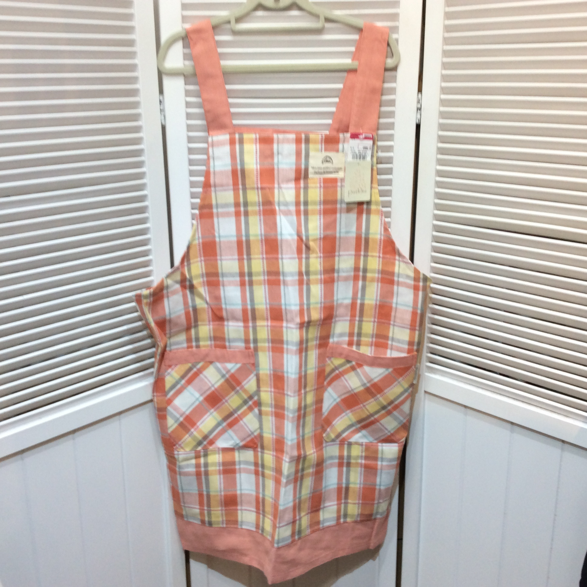 未使用☆エプロン L ピンクチェック