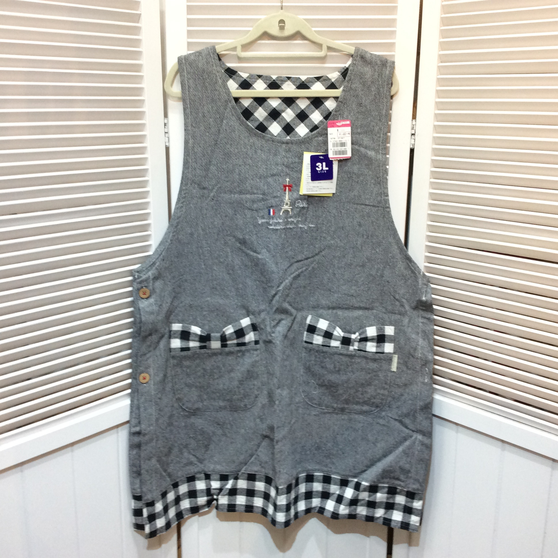 未使用☆エプロン 3L グレー系