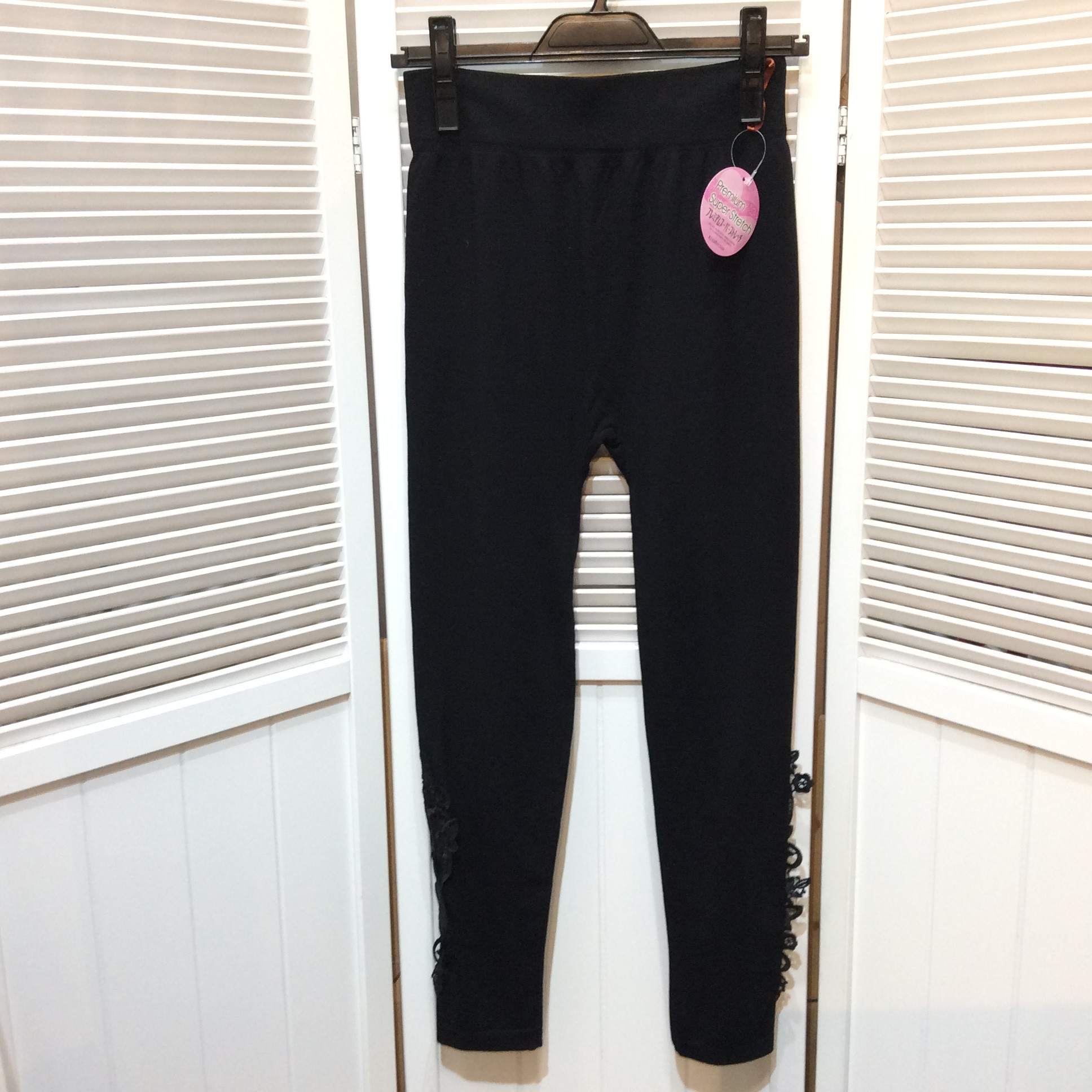 未使用 レース付きレギンス  M〜L  ブラック