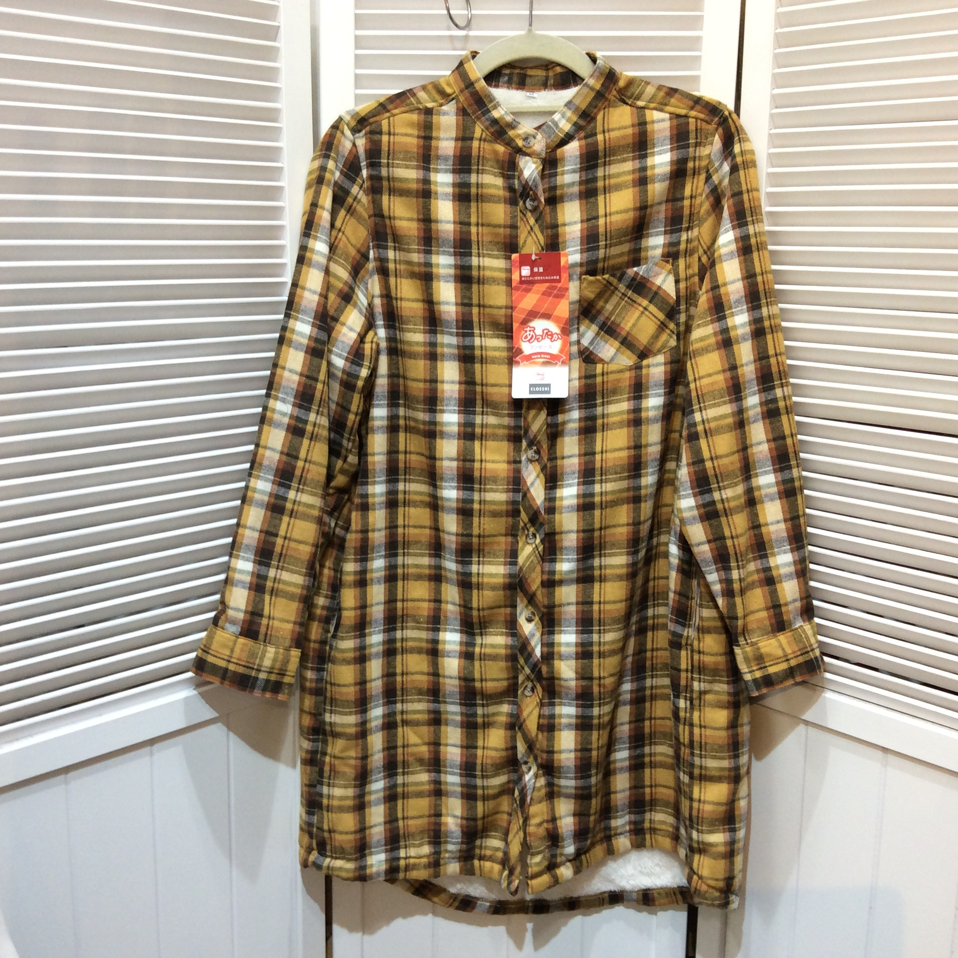 未使用 しまむら 裏ボアチュニックシャツ Mサイズ チェック柄