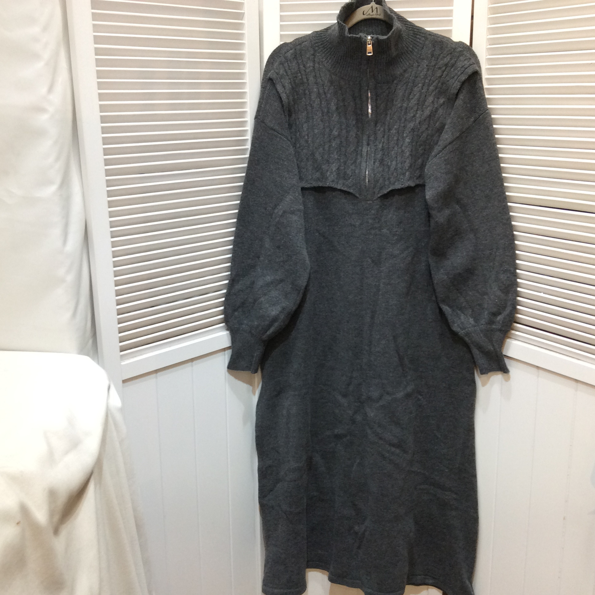 未使用 ニット 超ロングワンピース  XLサイズ  グレー