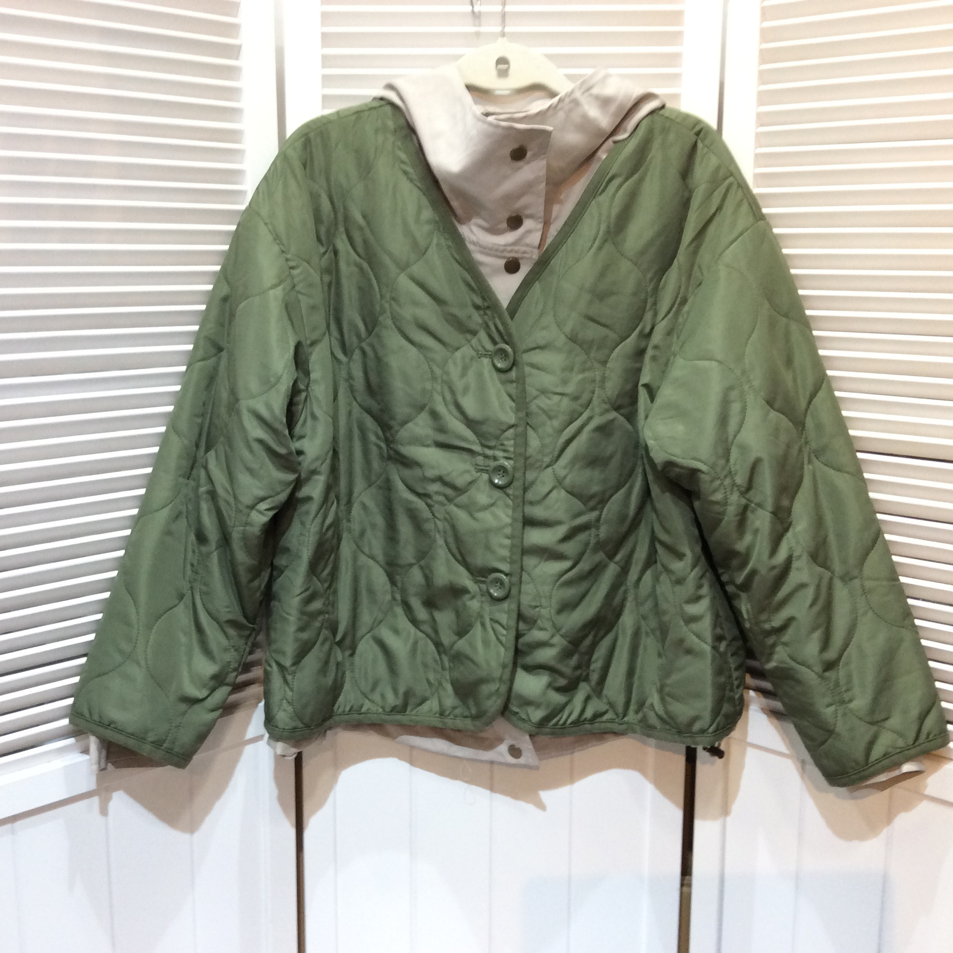 3WAY 重ね着ショートコート  フリーサイズ   カーキ