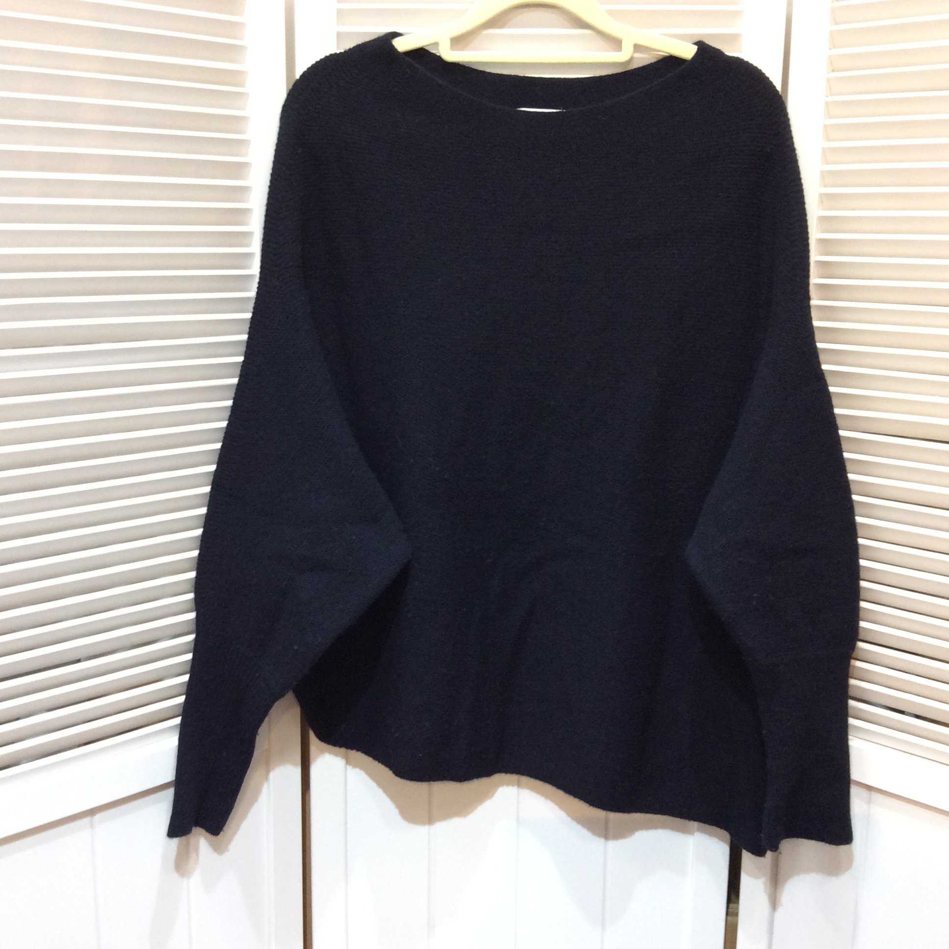 リブドロワ  デザインセーター フリーサイズ   ネイビー