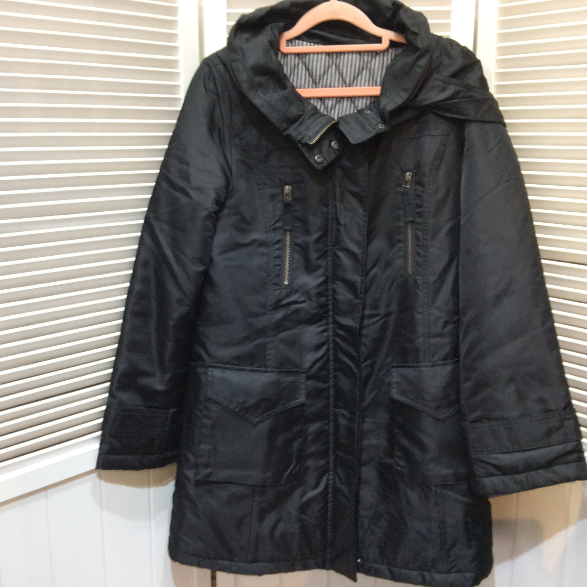 フード付き中綿ナイロンコート  9号  ブラック