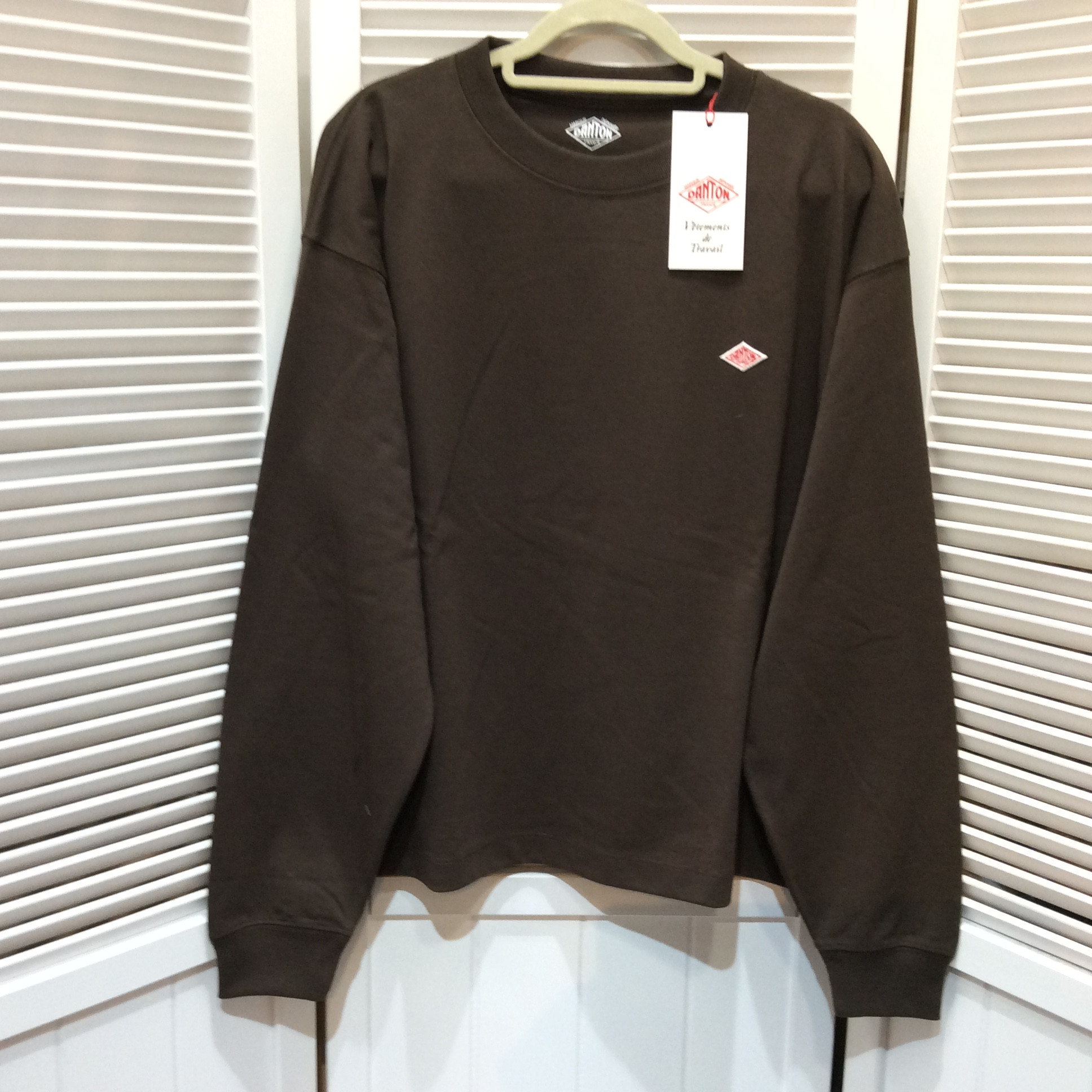 未使用 DANTON クルーネック ロンT  XSサイズ(ゆったりタイプ)  ダークブラウン 今季購入品