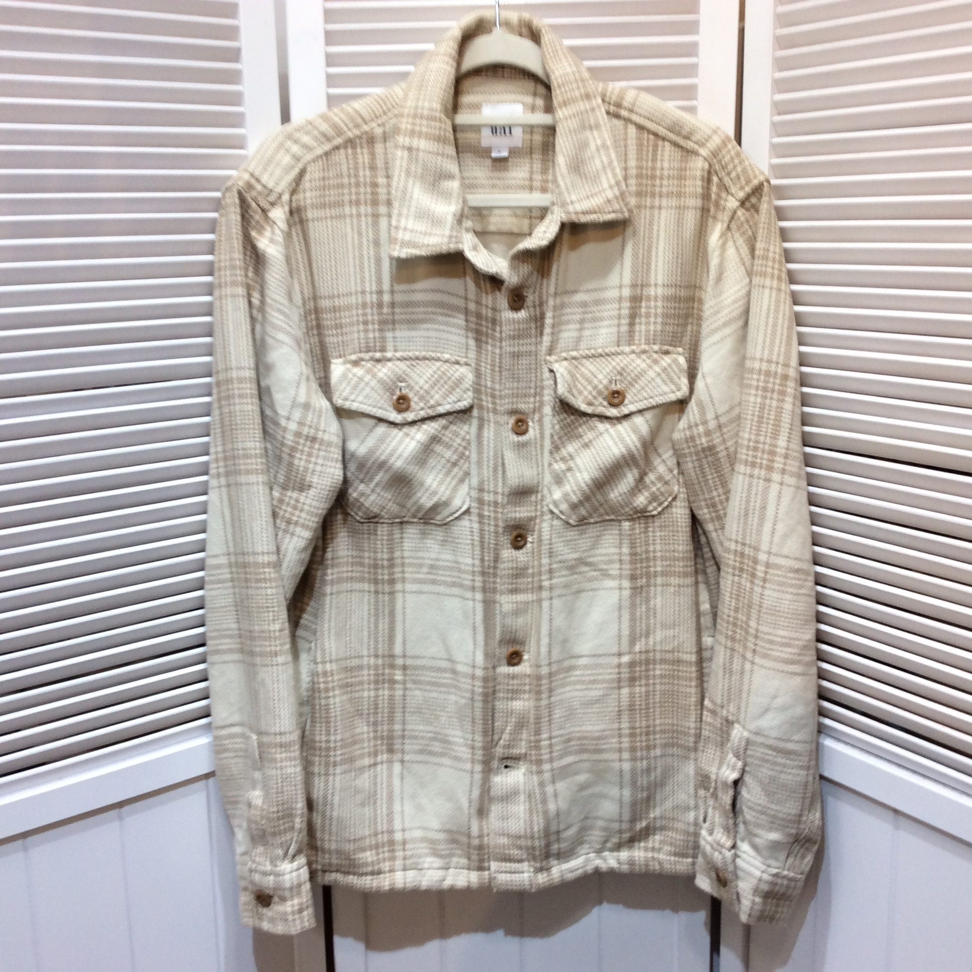 GAP ギャップ メンズ 長袖シャツ M ベージュ系 チェック柄