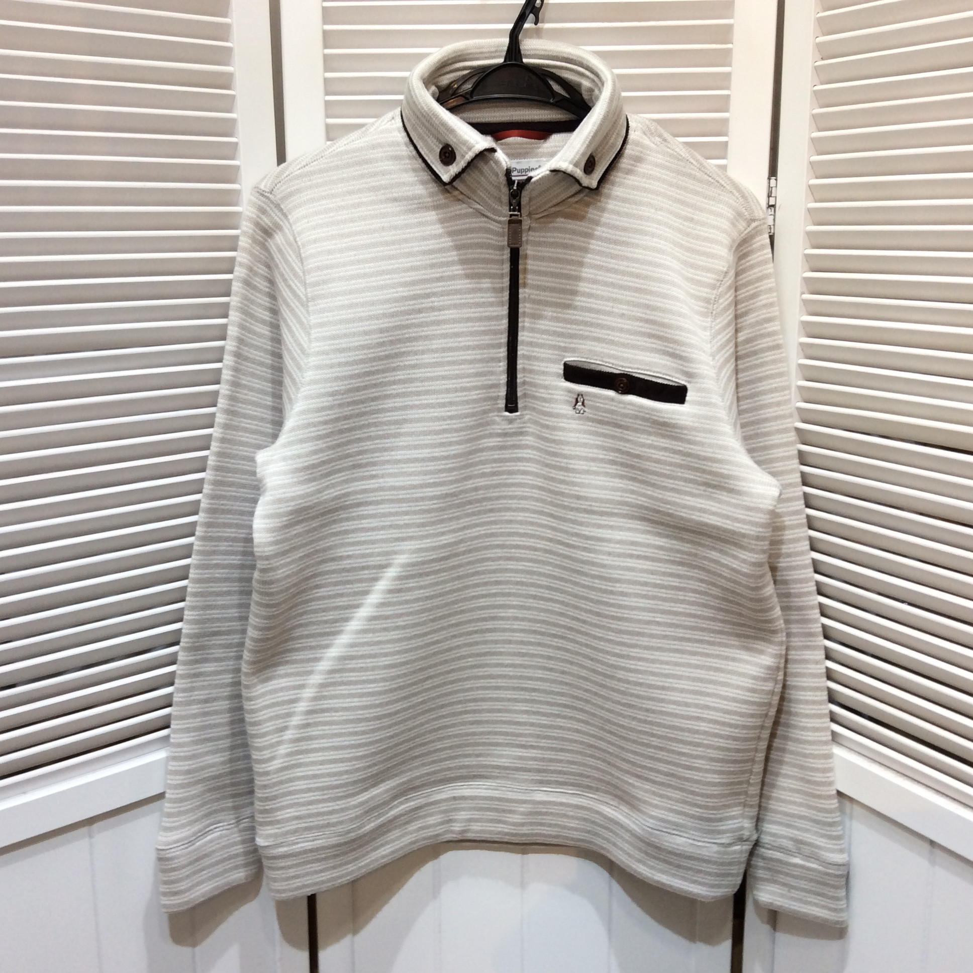 ハッシュパピー 裏起毛セーター メンズ  Mサイズアイボリーボーダー