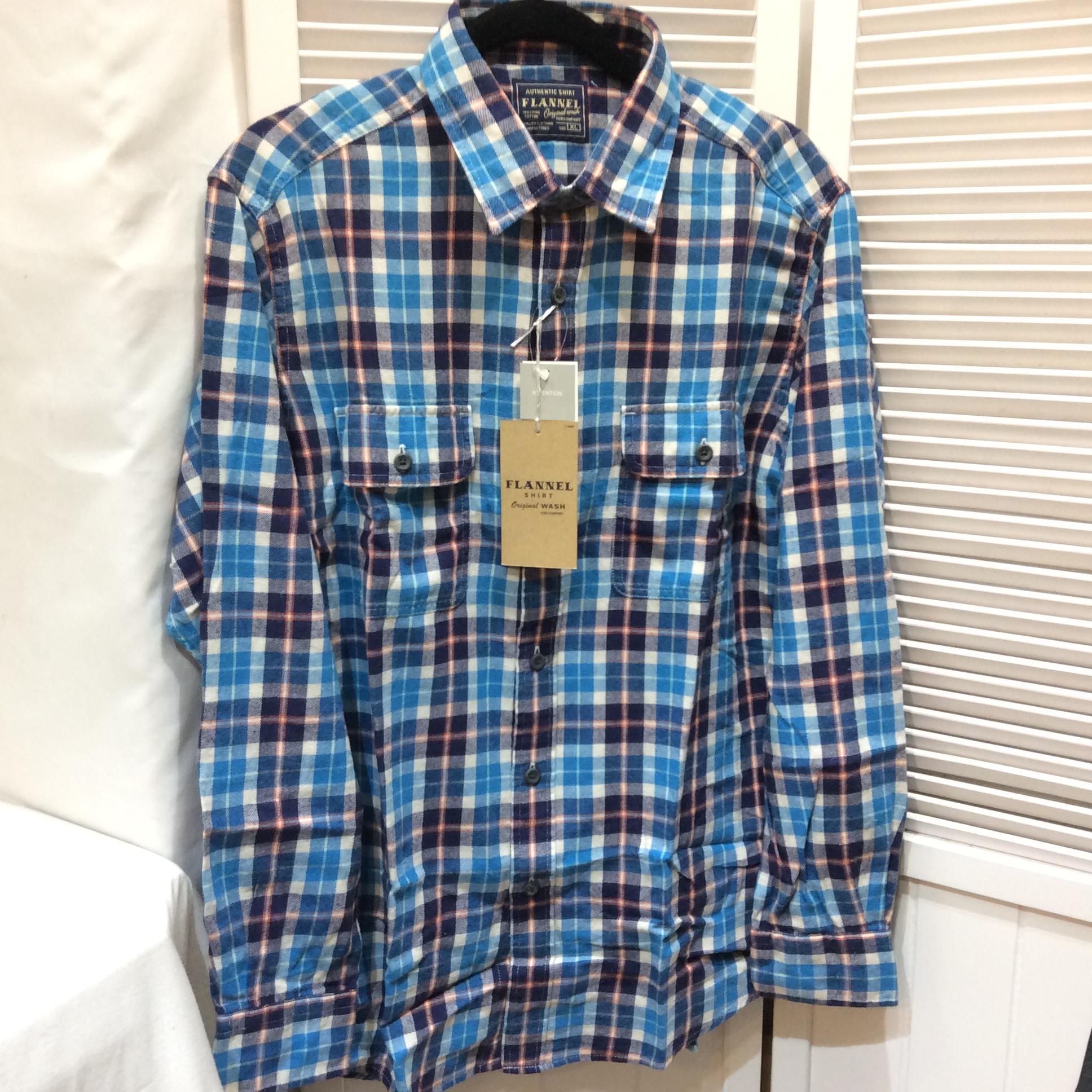 定価の半額❗️ユニクロ フランネル 長袖シャツ  メンズXL  ブルー／チェック