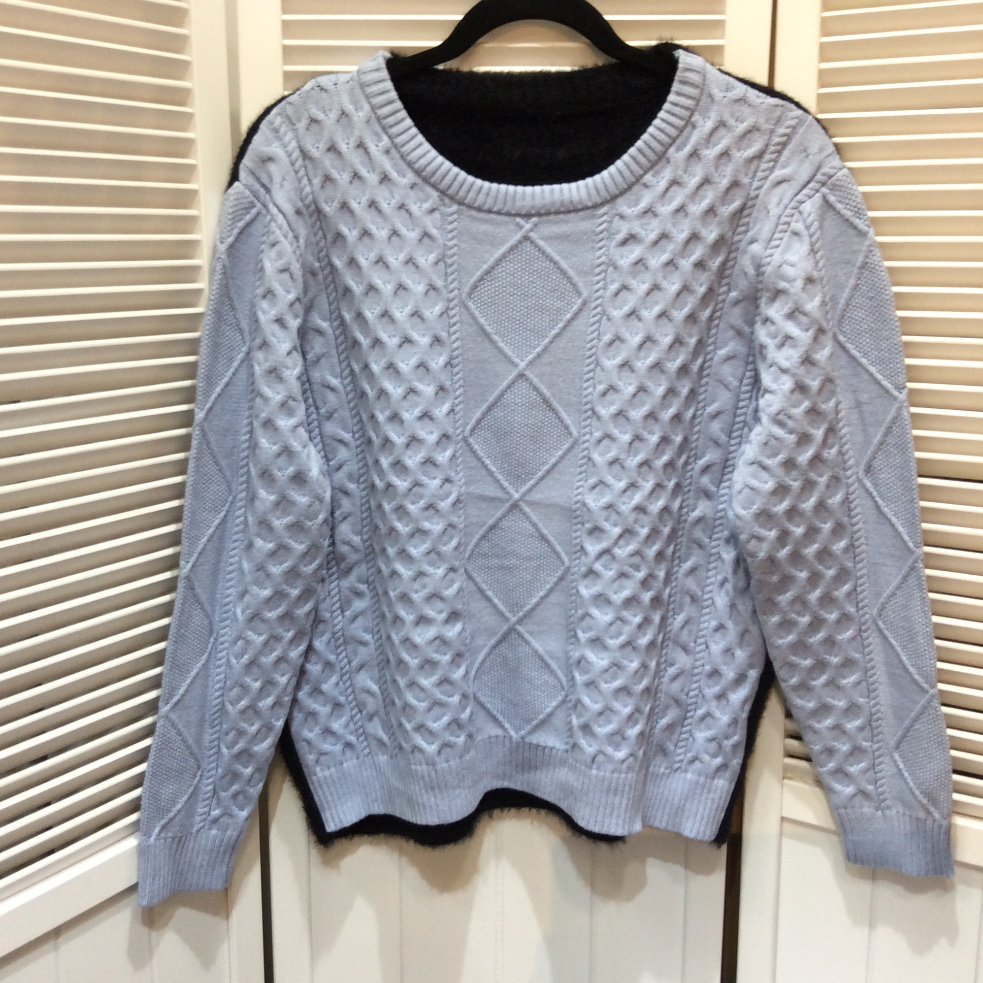 セーター フリーサイズ   水色／ブラック