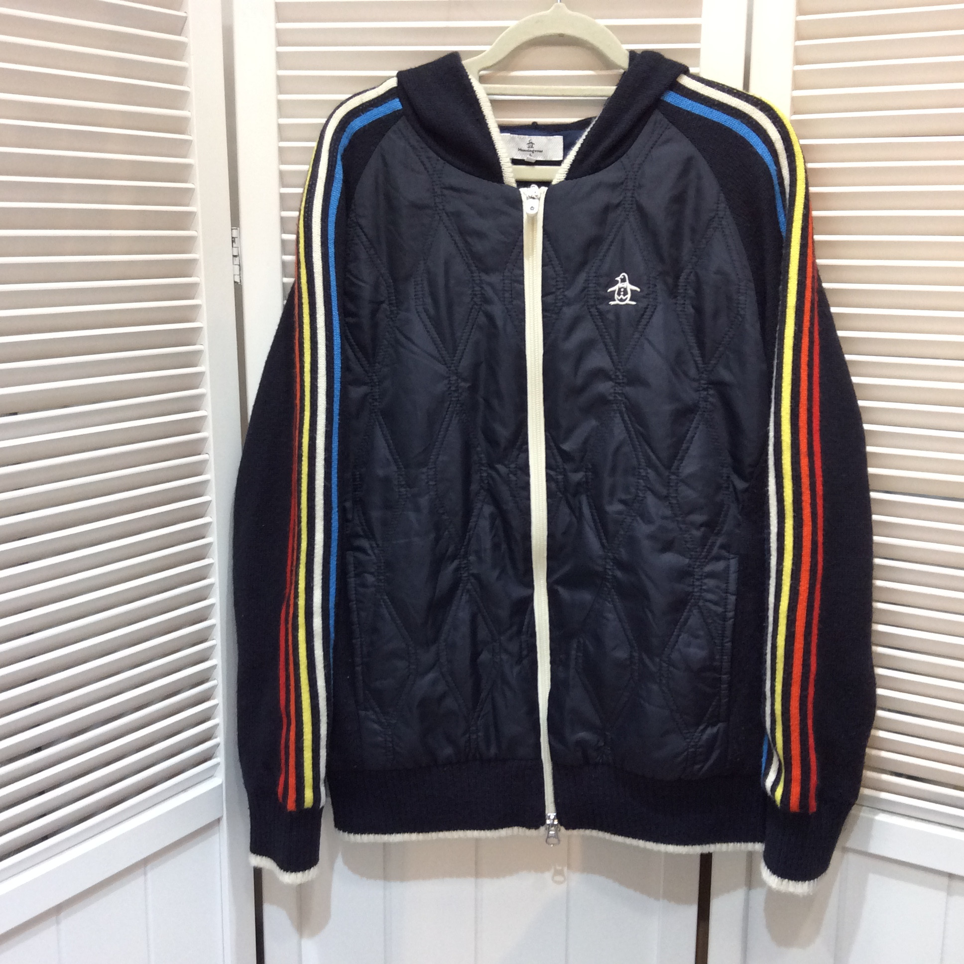 マンシング   中綿×ニットブルゾン  サイズL  ネイビー