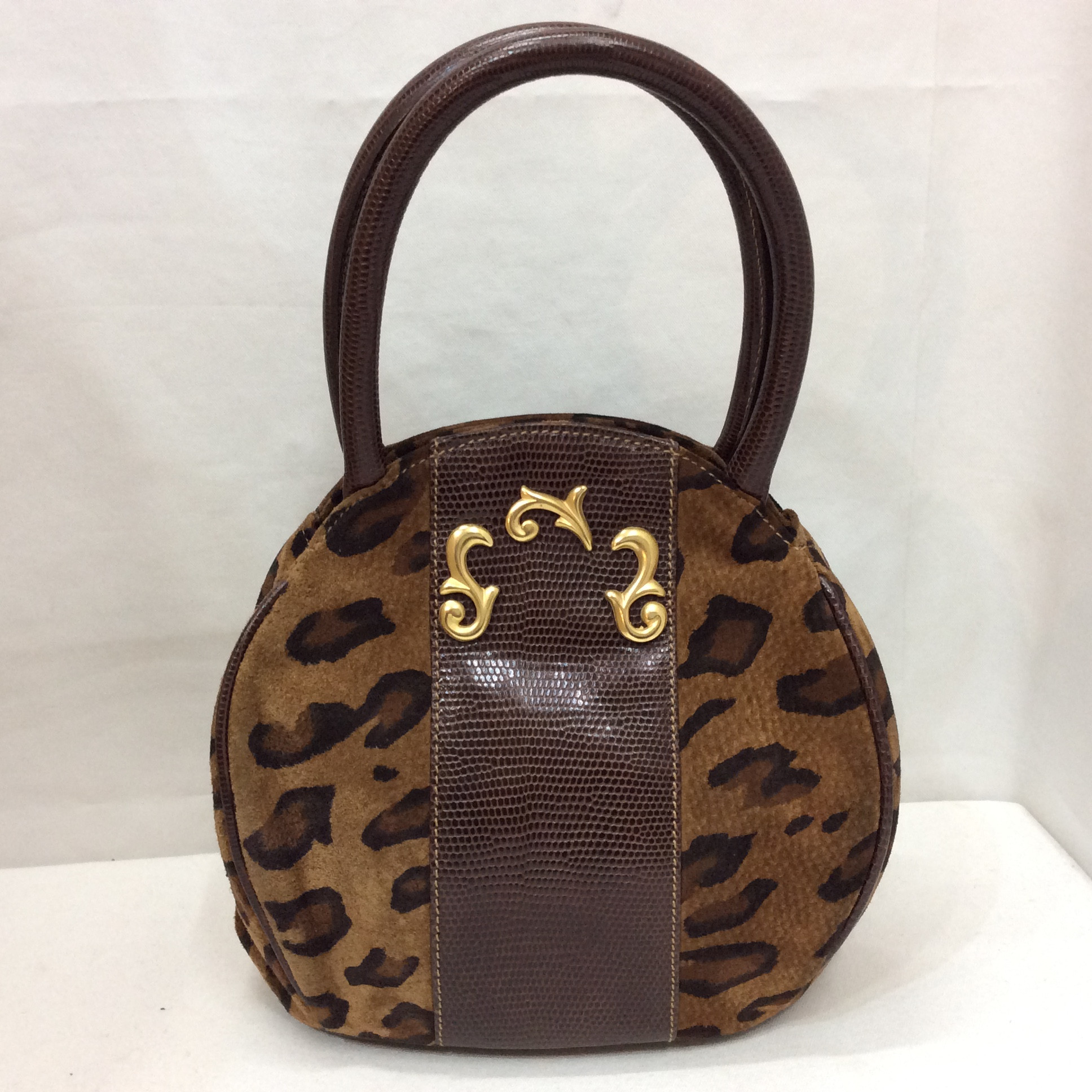 ITALY製 スエードバッグ ヒョウ柄