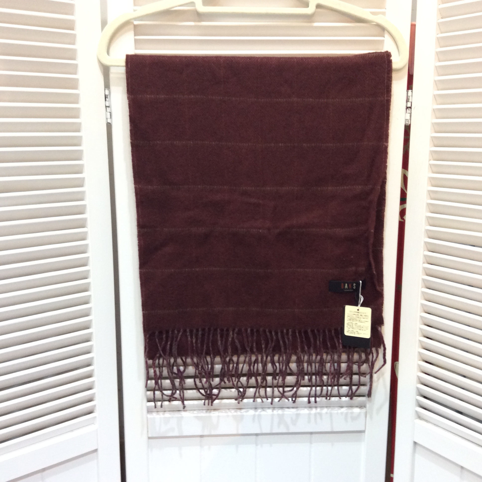 未使用 DAKS カシミヤ×シルク マフラー  ボルドー色／チェック柄