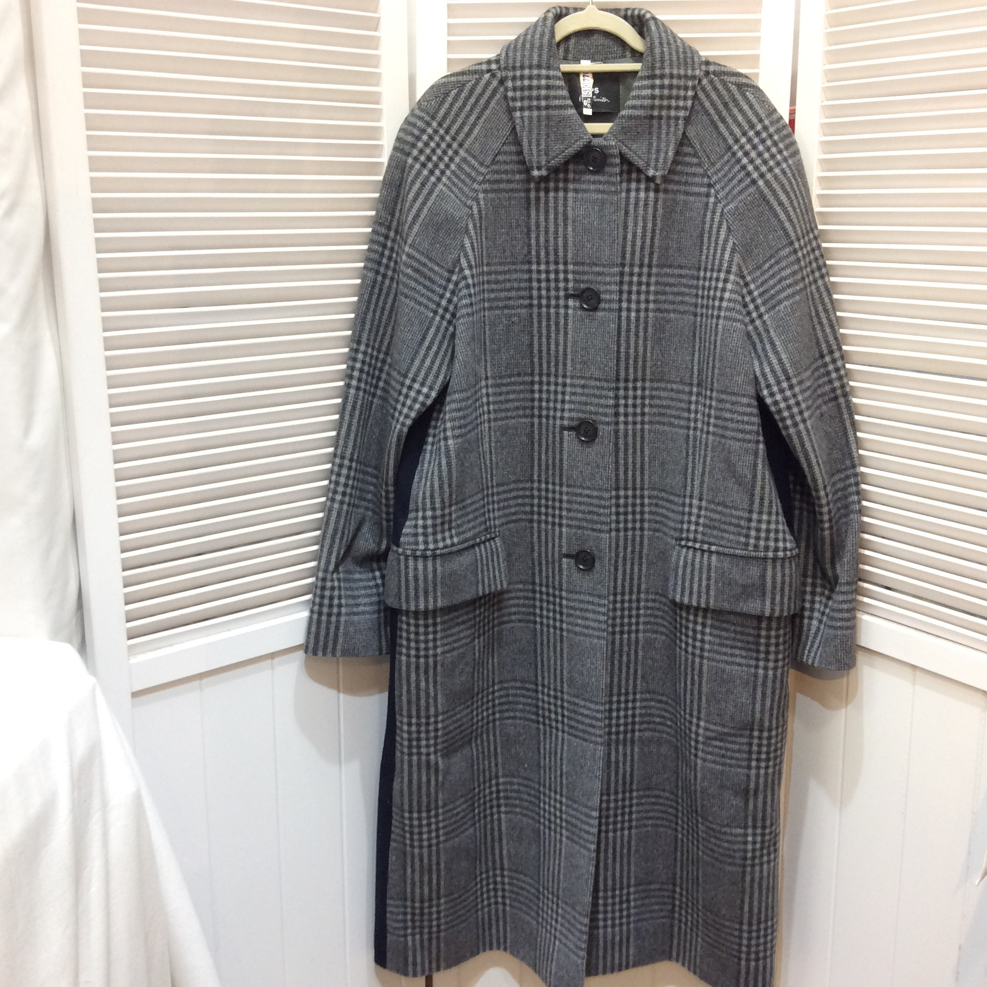 ポールスミス ウールロングコート サイズ40   チェック柄／無地  超美品