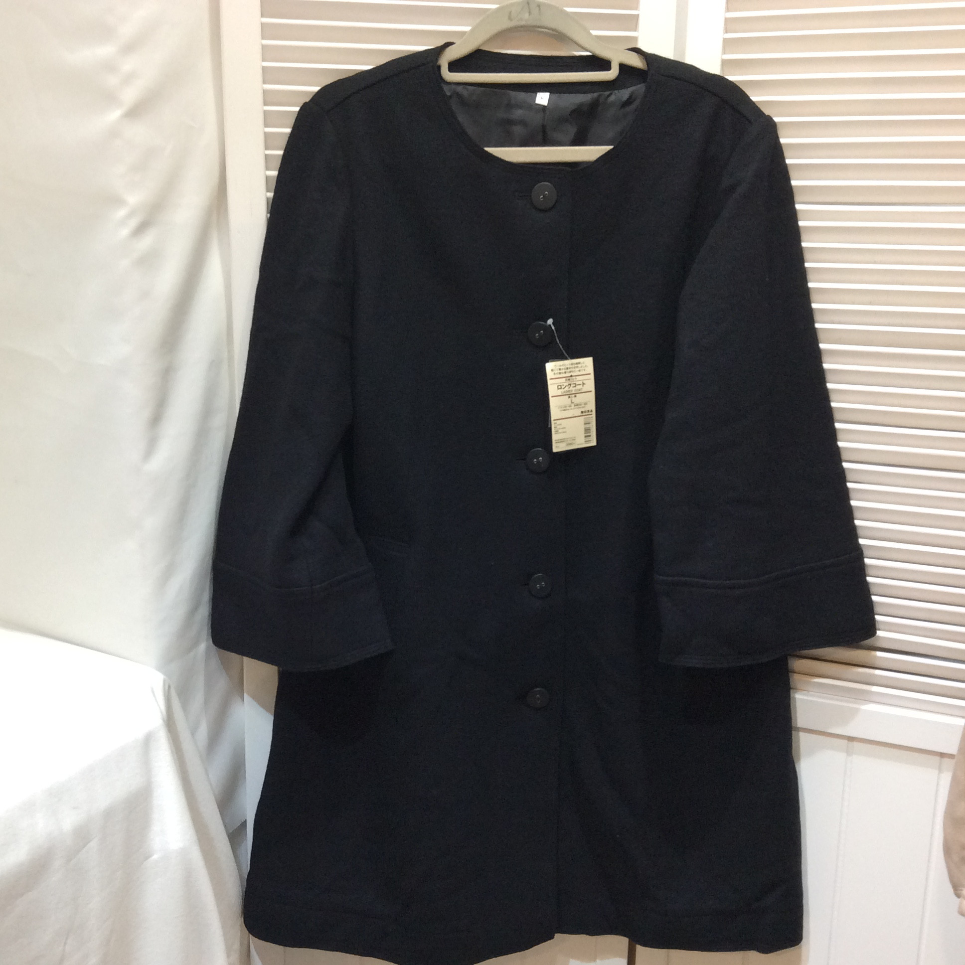 定価の半額❗️無印良品 圧縮ニット ロングコート 婦人 Lサイズ 黒