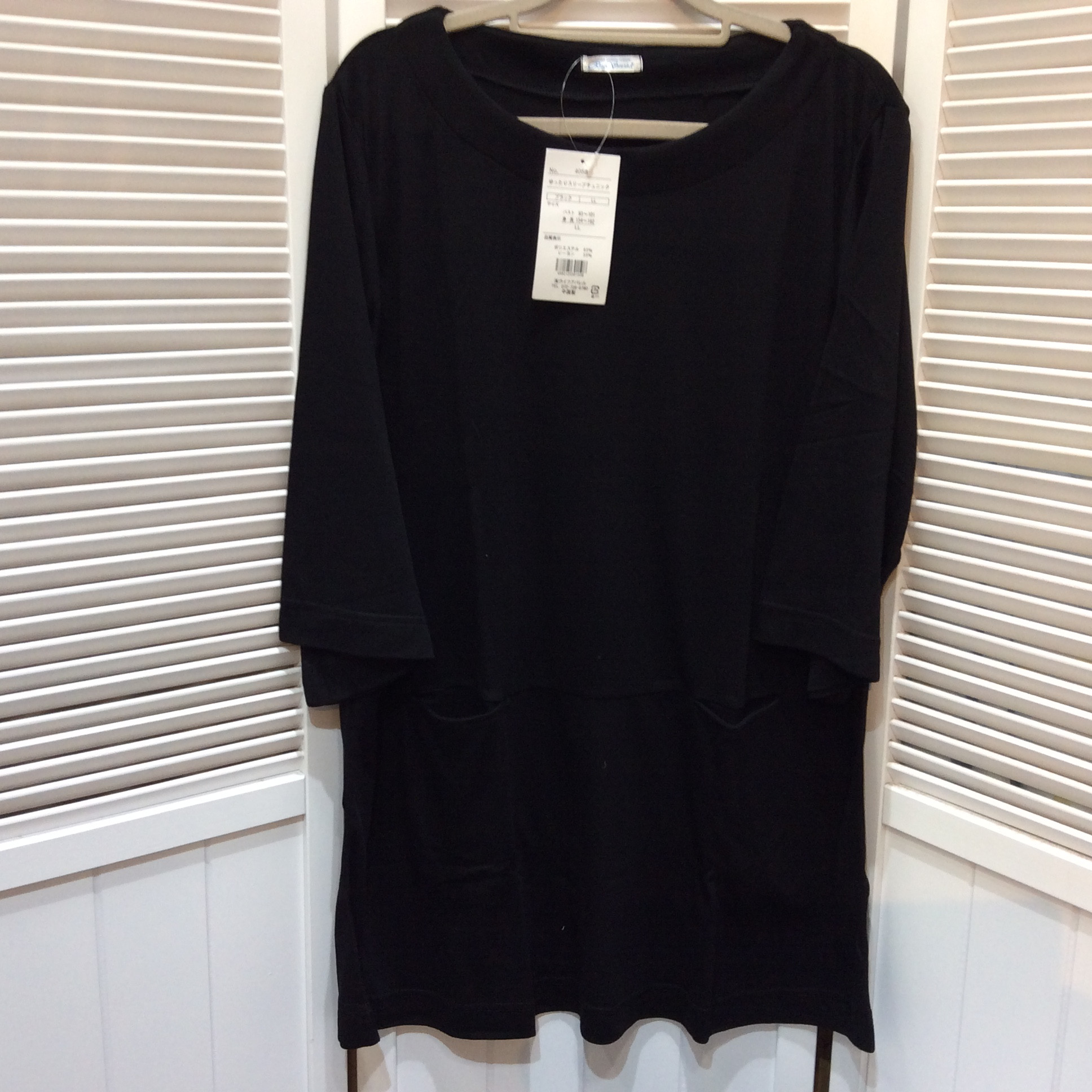 未使用 ゆったりスリーブチュニック  LL  ブラック