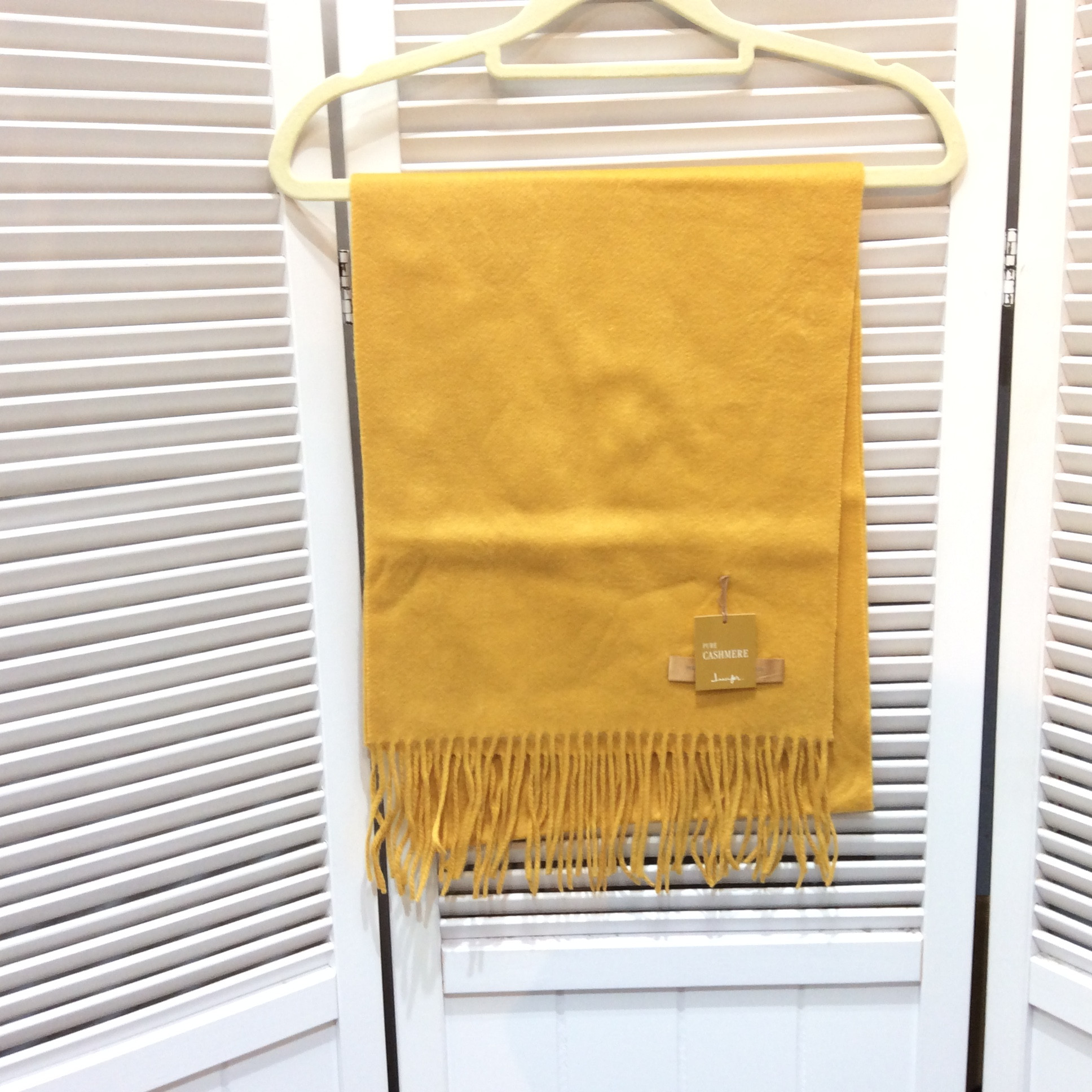 未使用 カシミヤマフラー  マスタード色