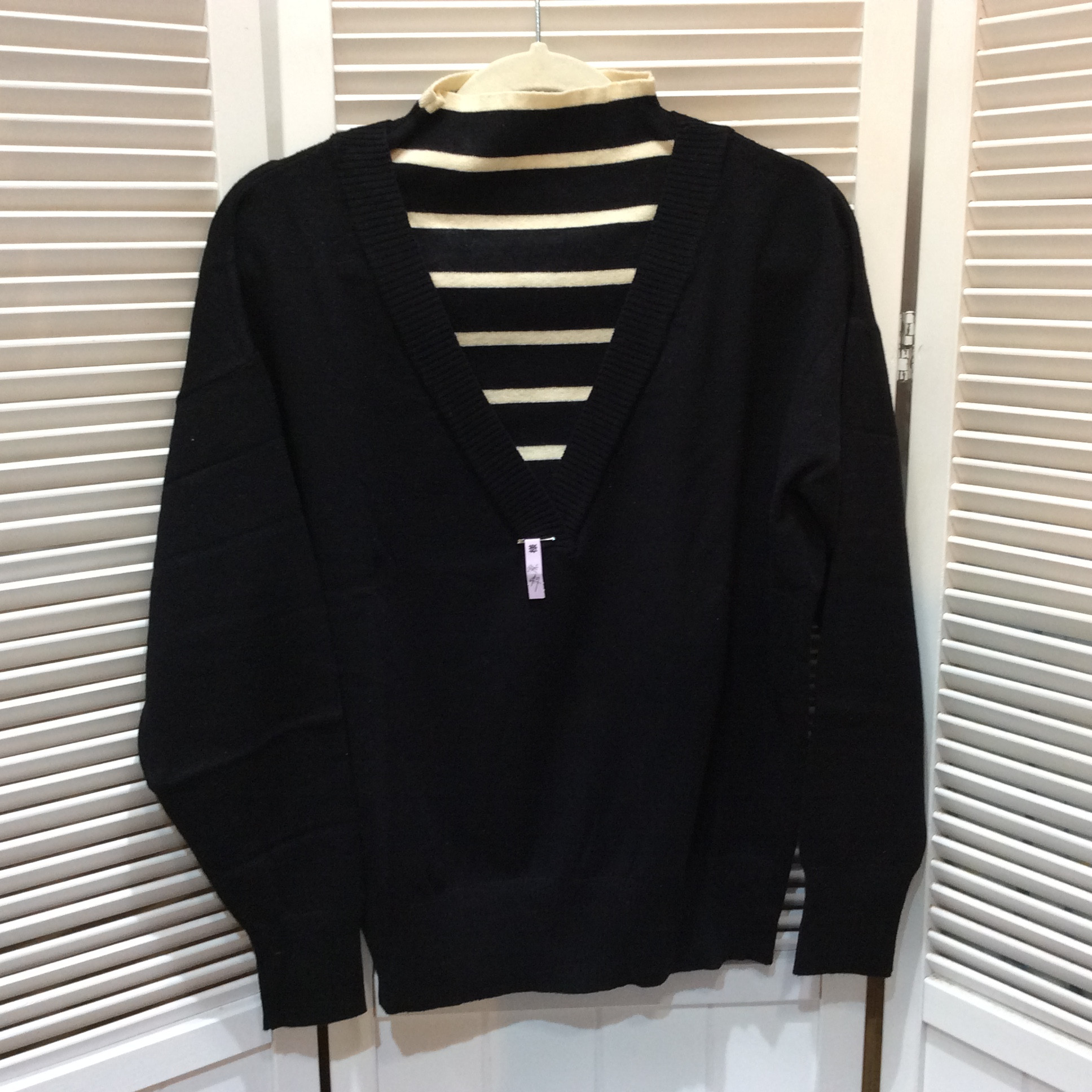 MAYSON GREY メイソングレイ レディース 長袖セーター 2 ブラック×ホワイトボーダー