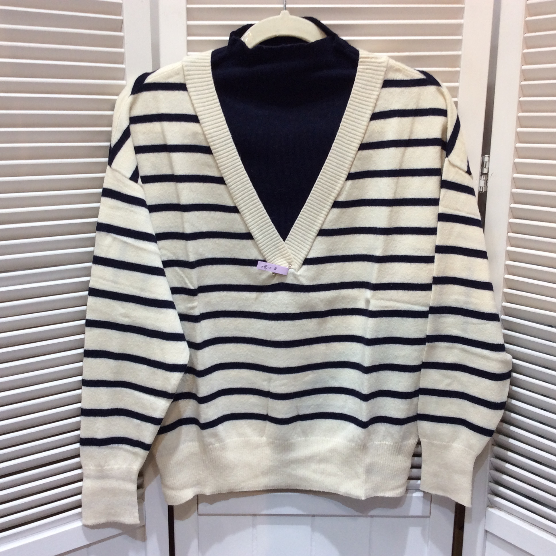 MAYSON GREY メイソングレイ レディース 長袖セーター 2 ホワイト×ネイビーボーダー