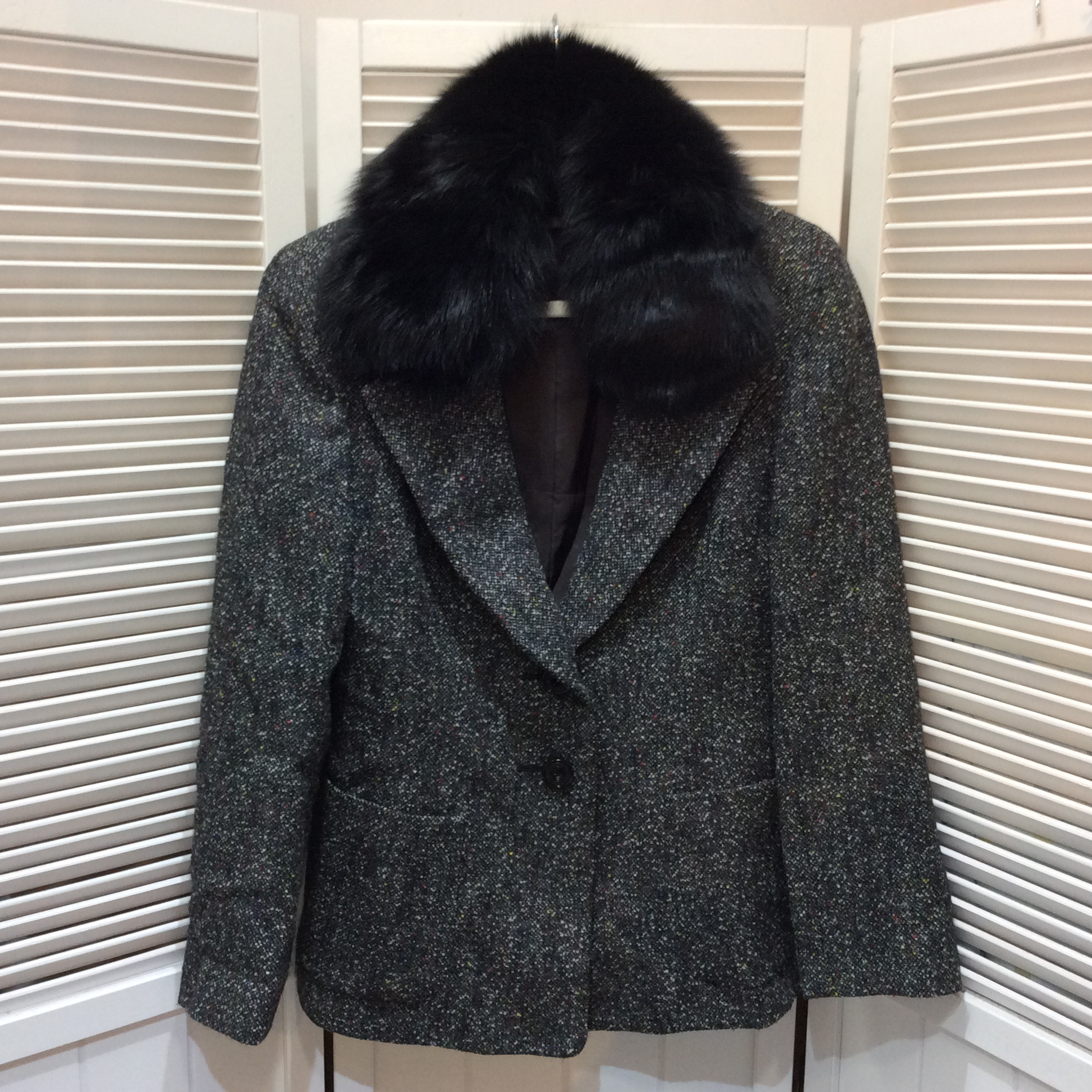 銀座マギー フォックス付きジャケット 11号 グレーツイード