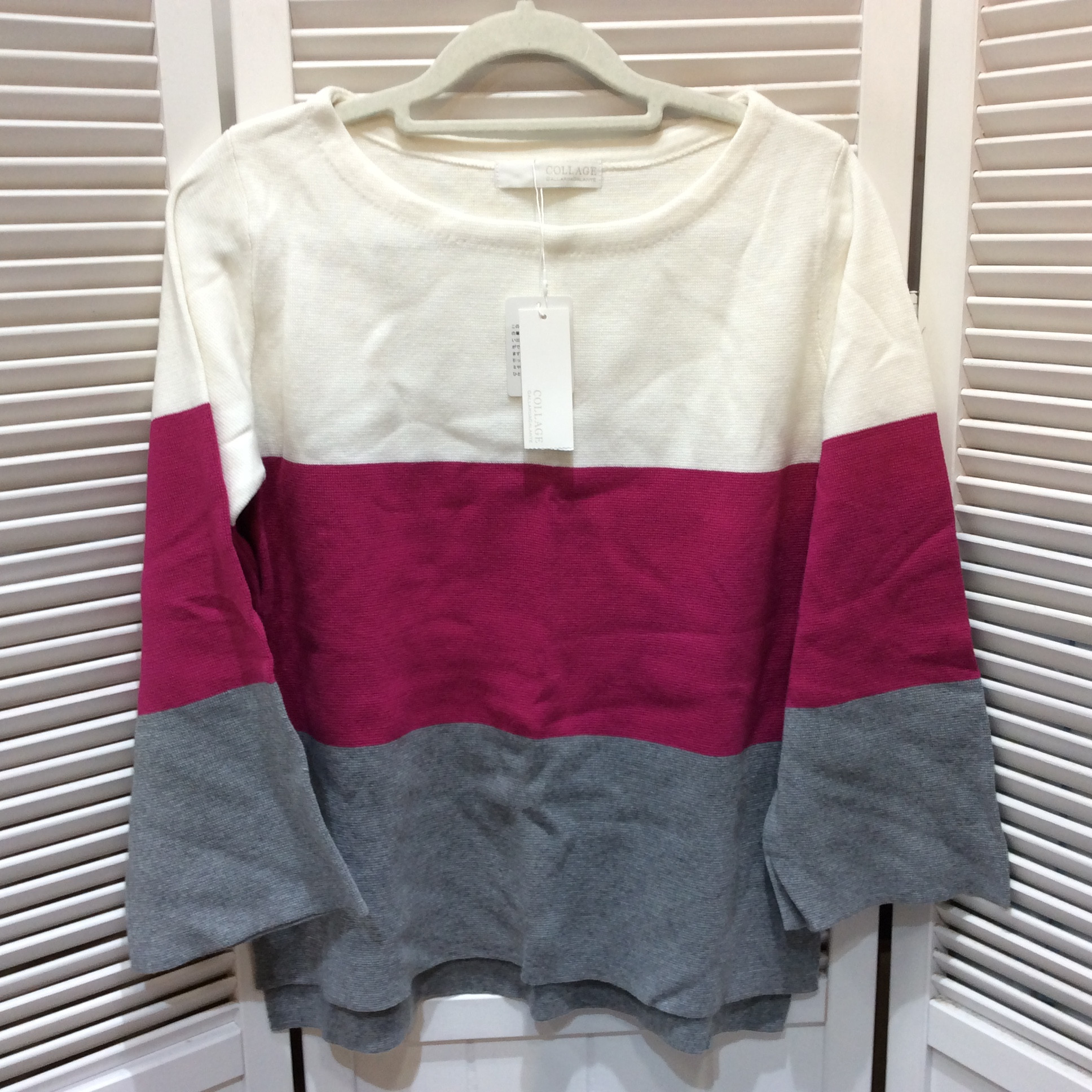 未使用☆COLLAGE GALLARDAGALANTE コラージュ ガリャルダガランテ レディース セーター F ホワイト×パープル×グレー