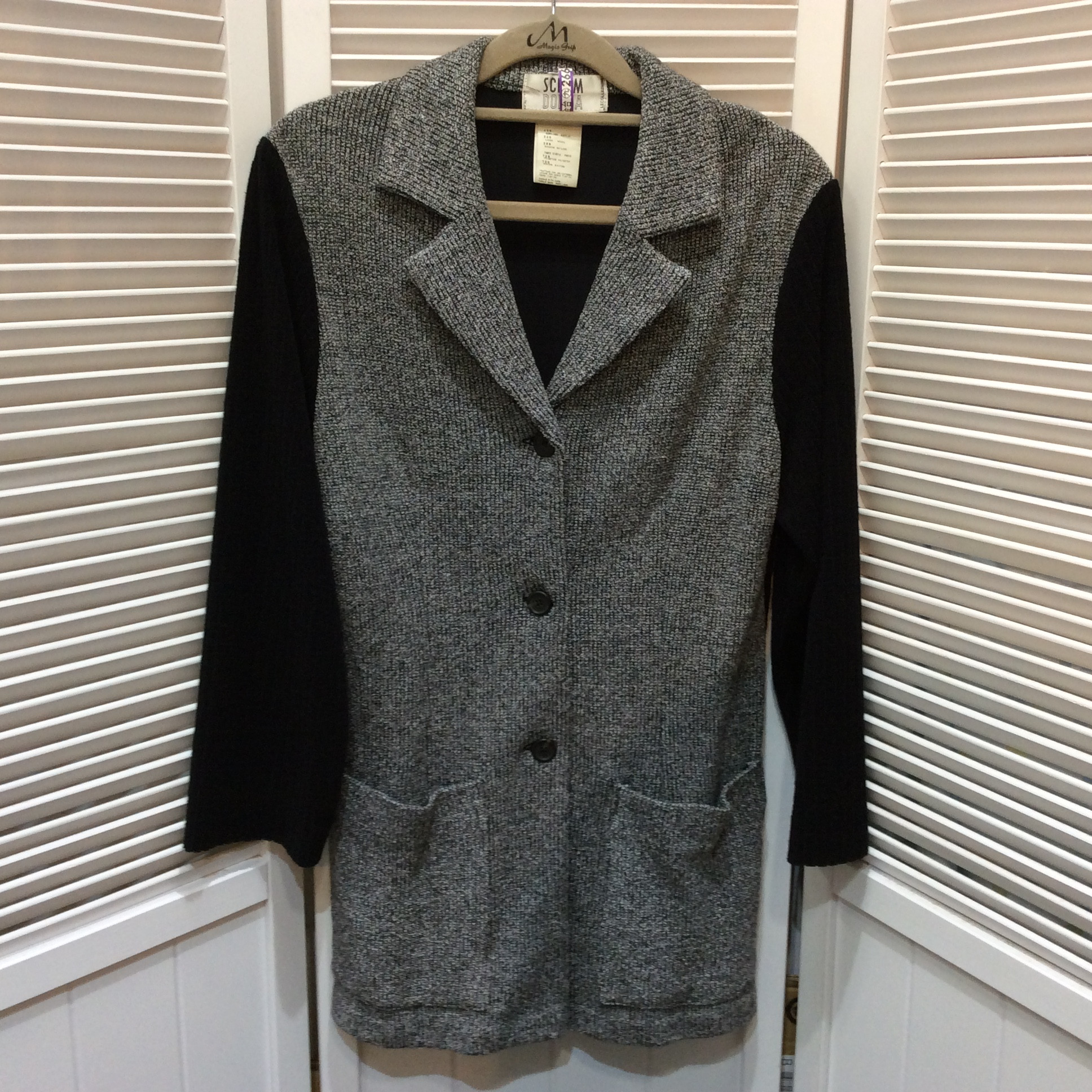 ロングジャケット 40 グレー×ブラック